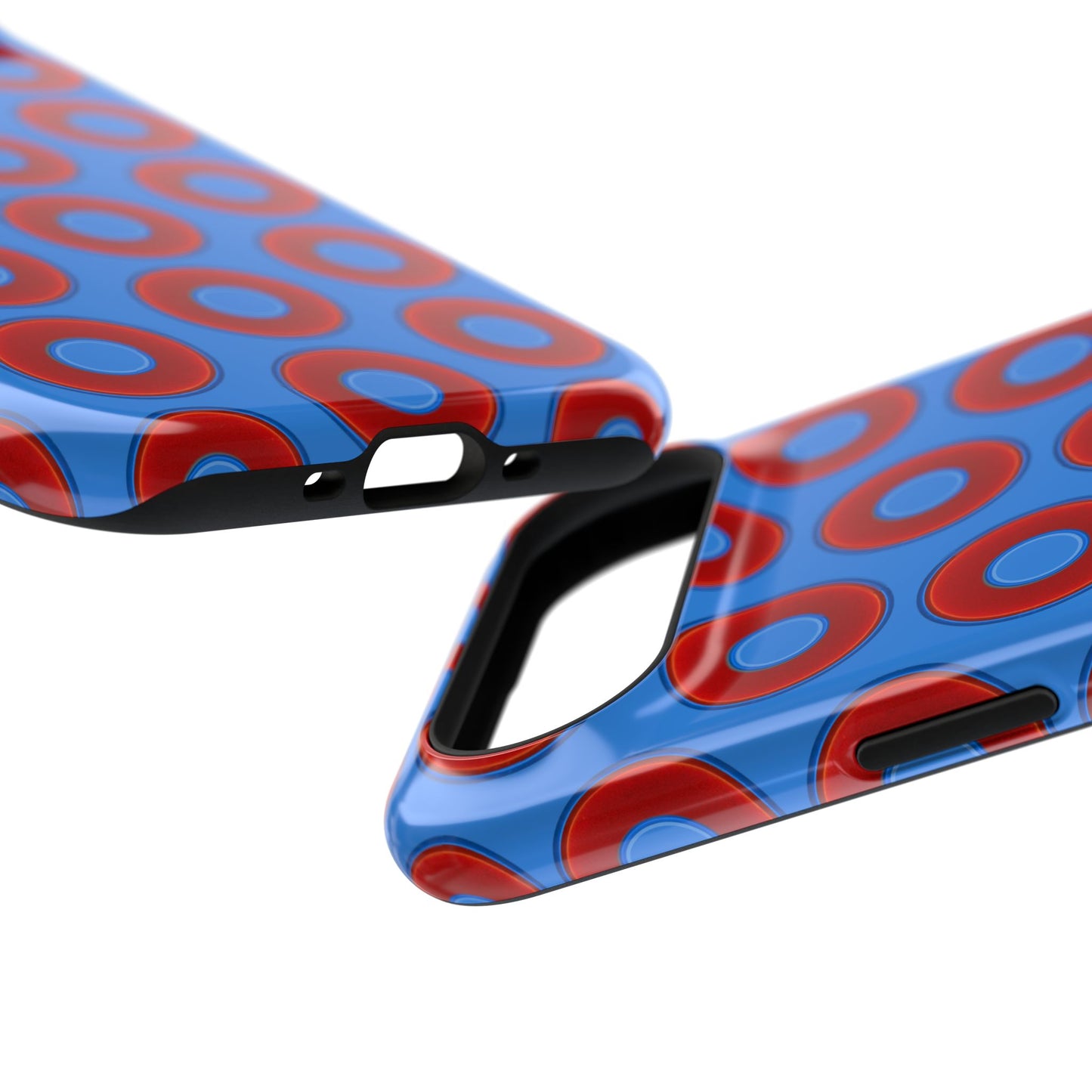 Impact-Resistant Lumpy Donut Case - red vivid donut print w/light royal blue background