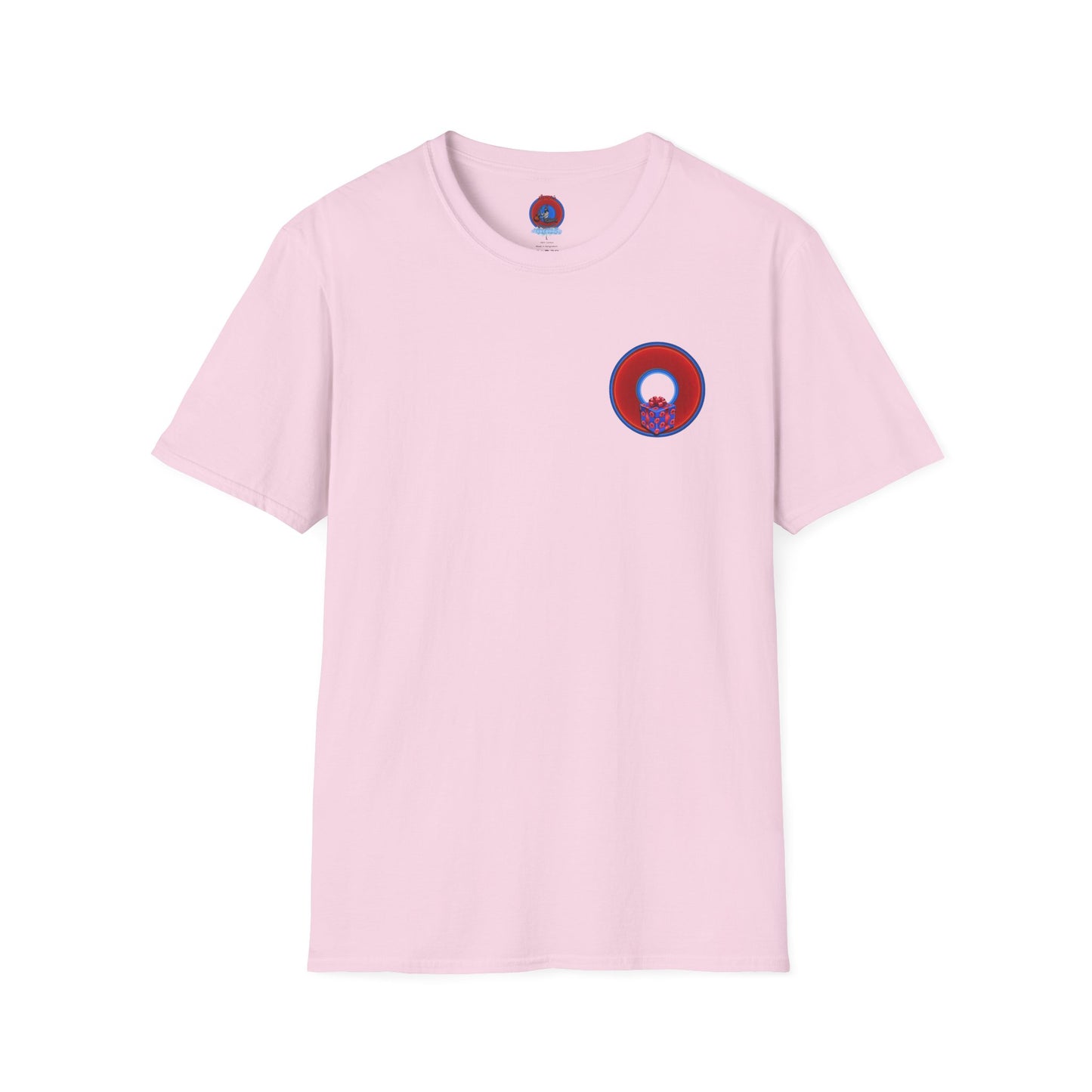 Classic Donut Tee - Unisex Soft-Style - "Phishmas Caroler's Tee " - vivid red/blue donut - variant 1