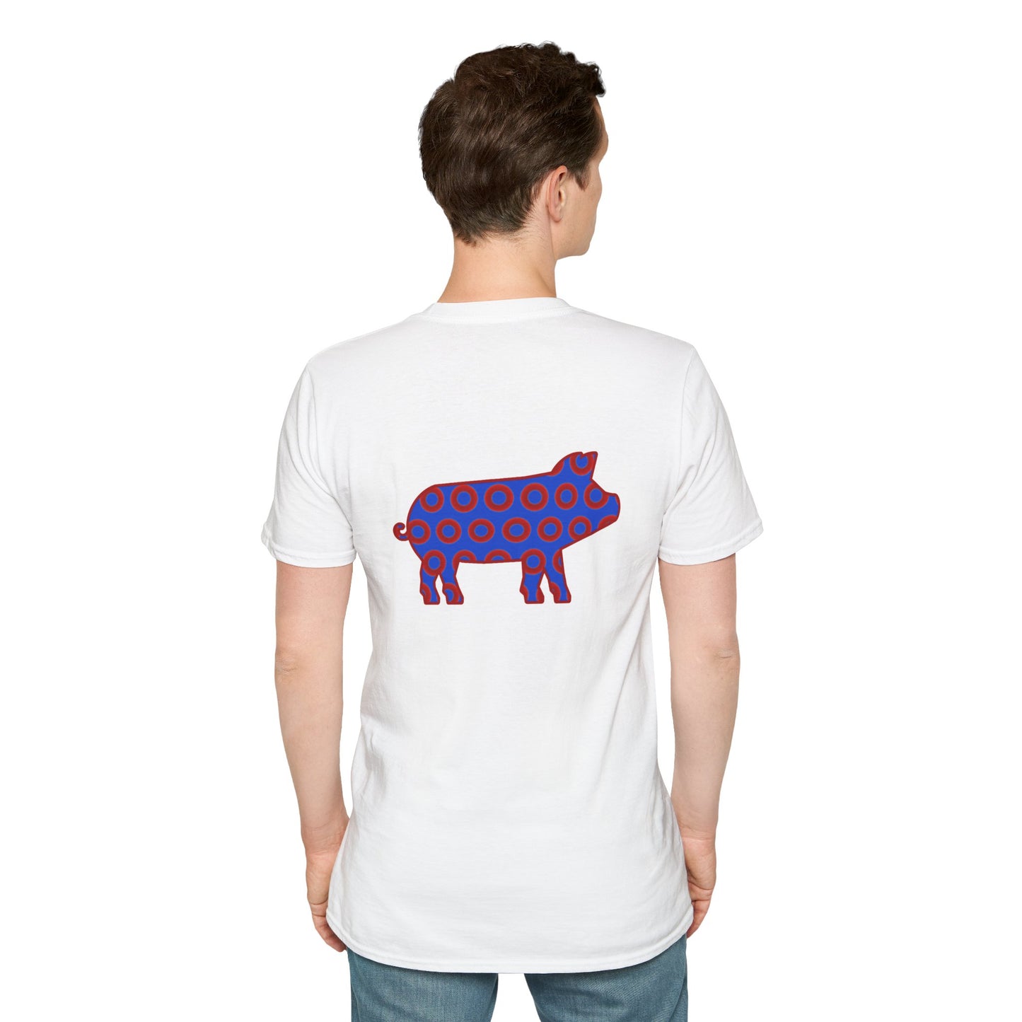 Classic Donut Tee - Unisex Soft-Style - "Guyute's Ugly Donut" - vivid red/blue donut pattern - variant 3
