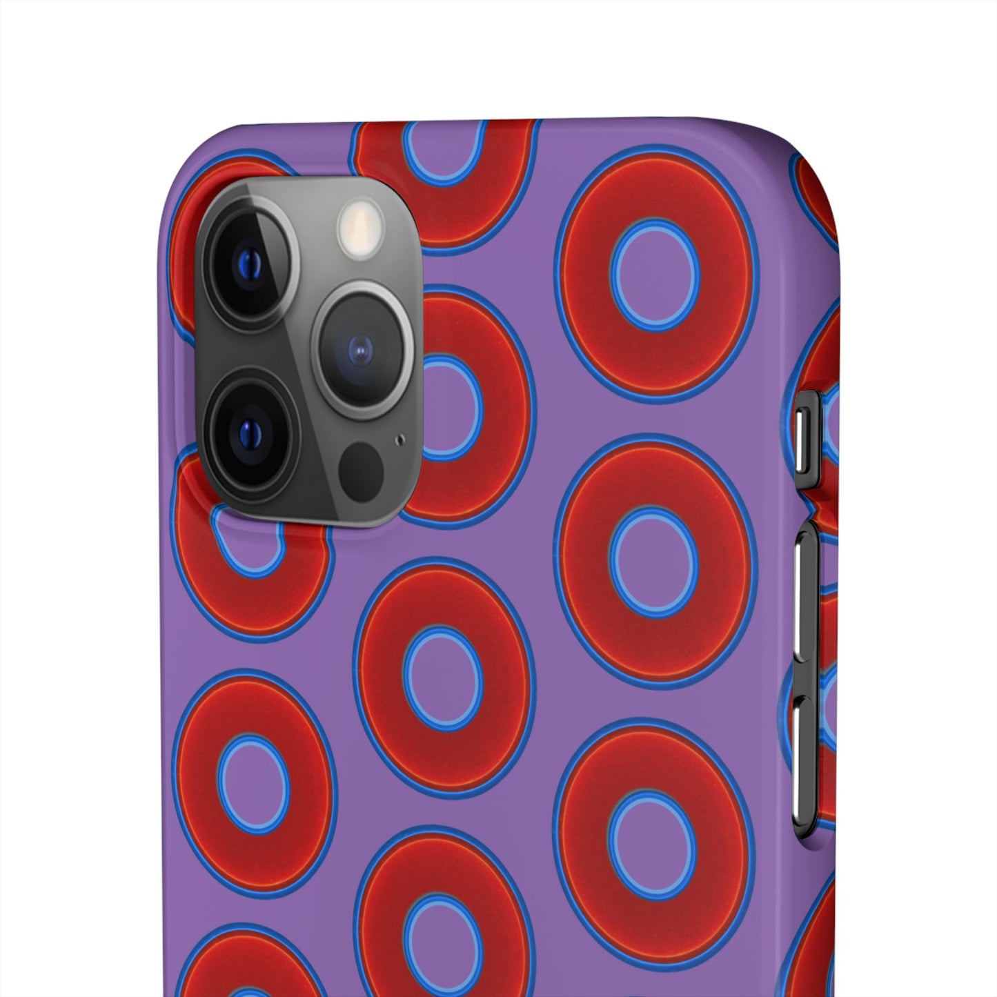Lumpy Donut Snap Case - red vivid donut print w/light purple background