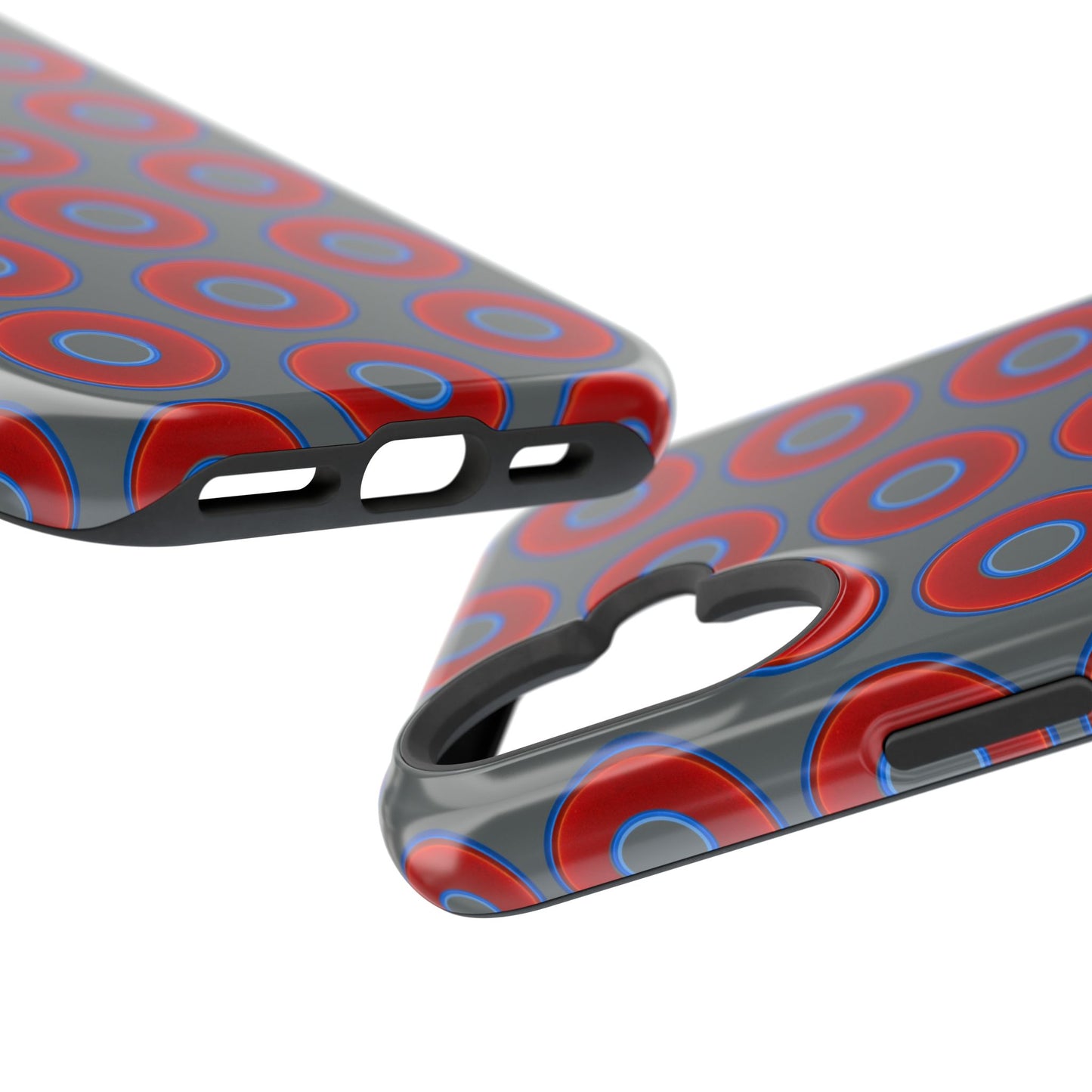 Impact-Resistant Lumpy Donut Case - red vivid donut print w/dark gray background