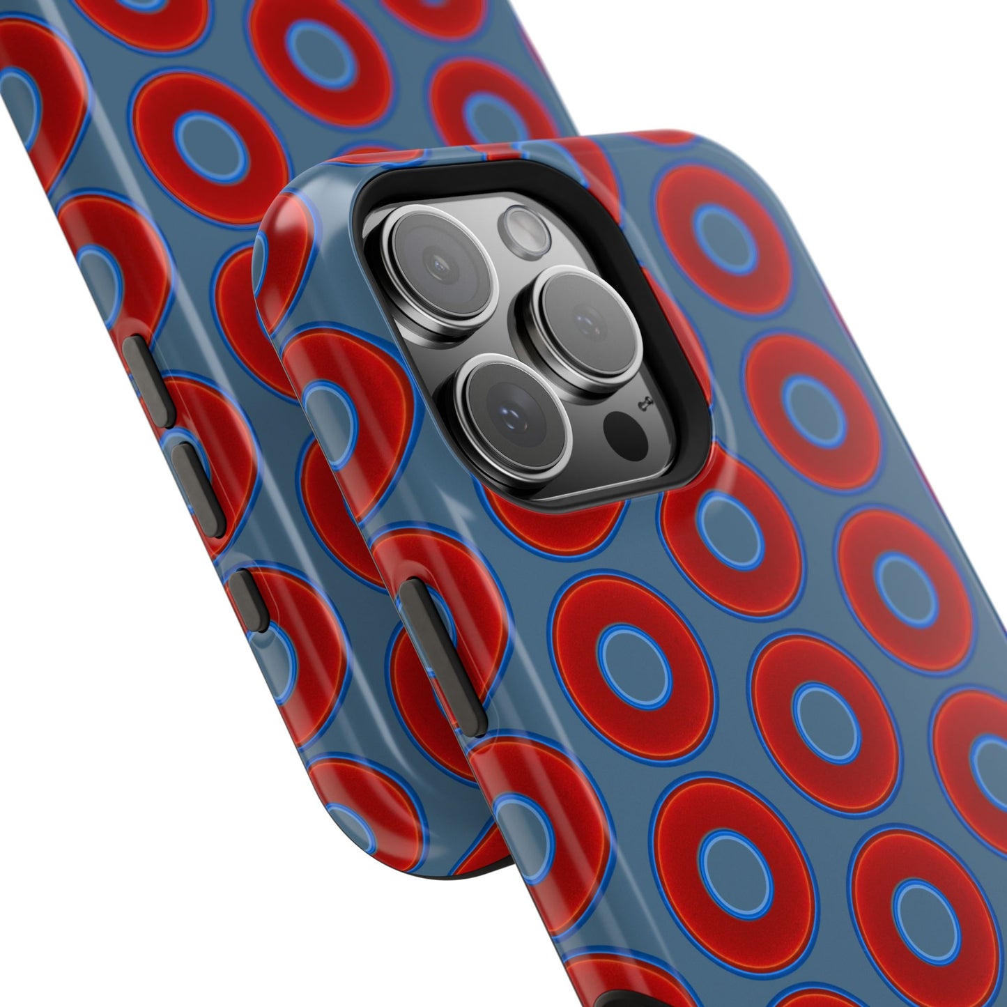 Magnetic Tough Donut Case - red vivid donut print w/steel blue background