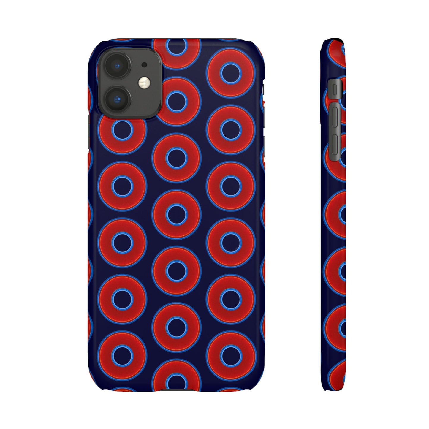 Lumpy Donut Snap Case - red vivid donut print w/midnight blue background