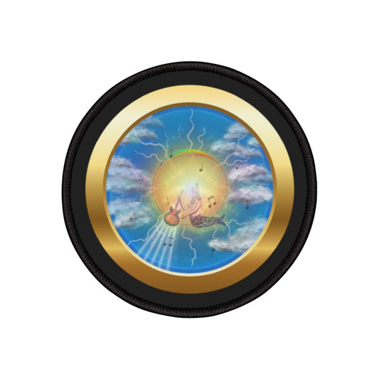 Iron-On Donut Patch - "The Divided Donut Patch" - vivid blue/gold sky donut - variant 3 - [*charitable donut]