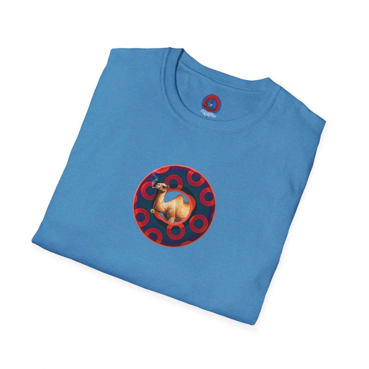 Classic Donut Tee - Unisex Soft-Style - "Joe Camel's Super Cool Donut" - rustic paradox donut - dark navy/red donuts