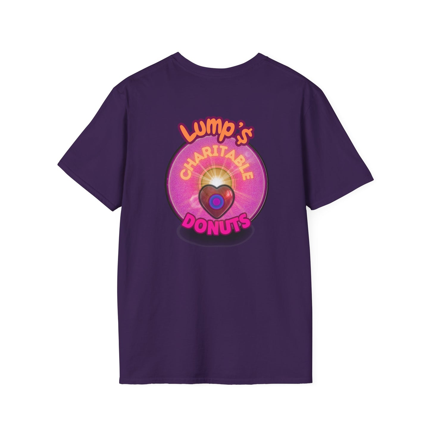 Classic Donut Tee - Unisex Soft-Style - "Lump's Official Charitable Donut" - series 1.0  - magenta donut [*100 to general charity fund]