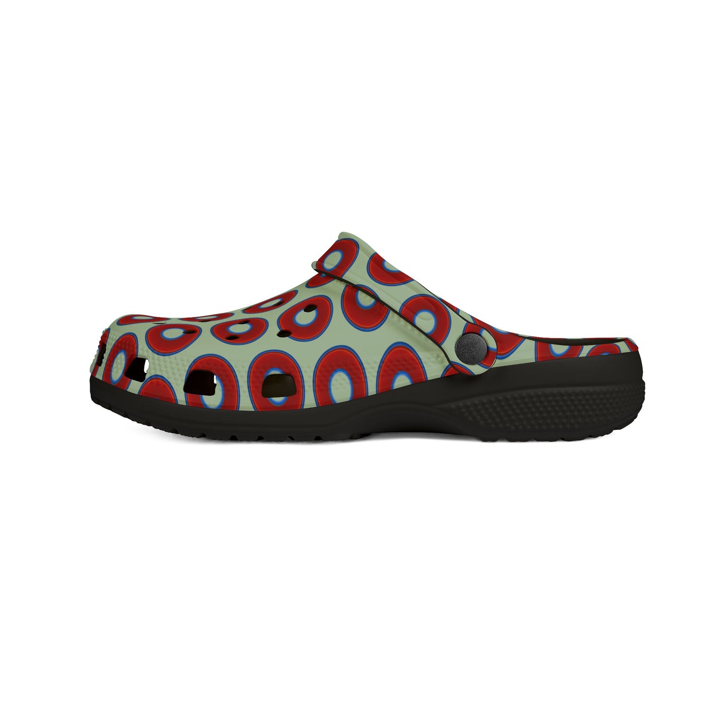 Spatchcocks - donut slip-on shoes - vivid red donuts w/seafoam green background [unisex]