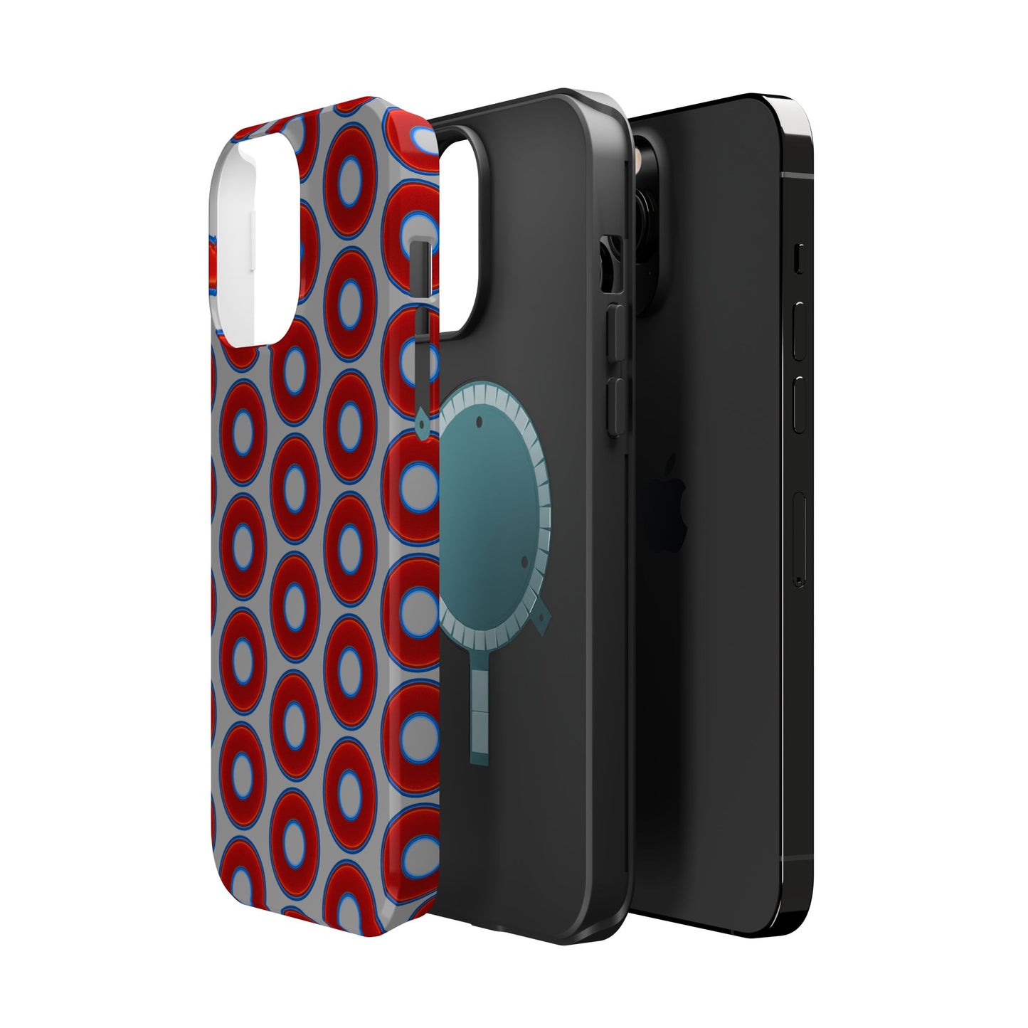 Magnetic Tough Donut Case - red vivid donut print w/light gray background