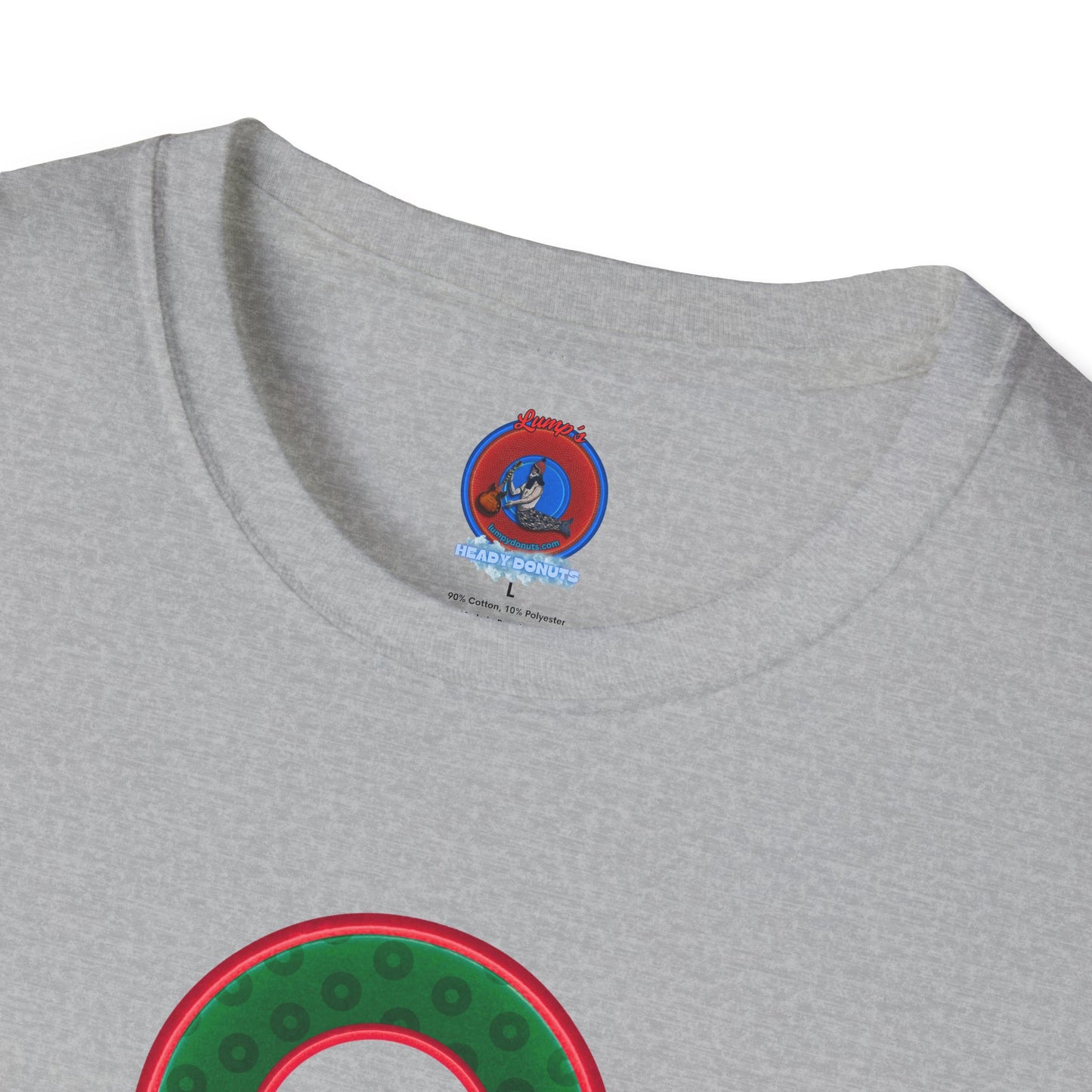 Plain Donuts/Unisex Soft-Style - "Plain Wide Mouthed Paradoxical Donuts" - dark green/red donuts
