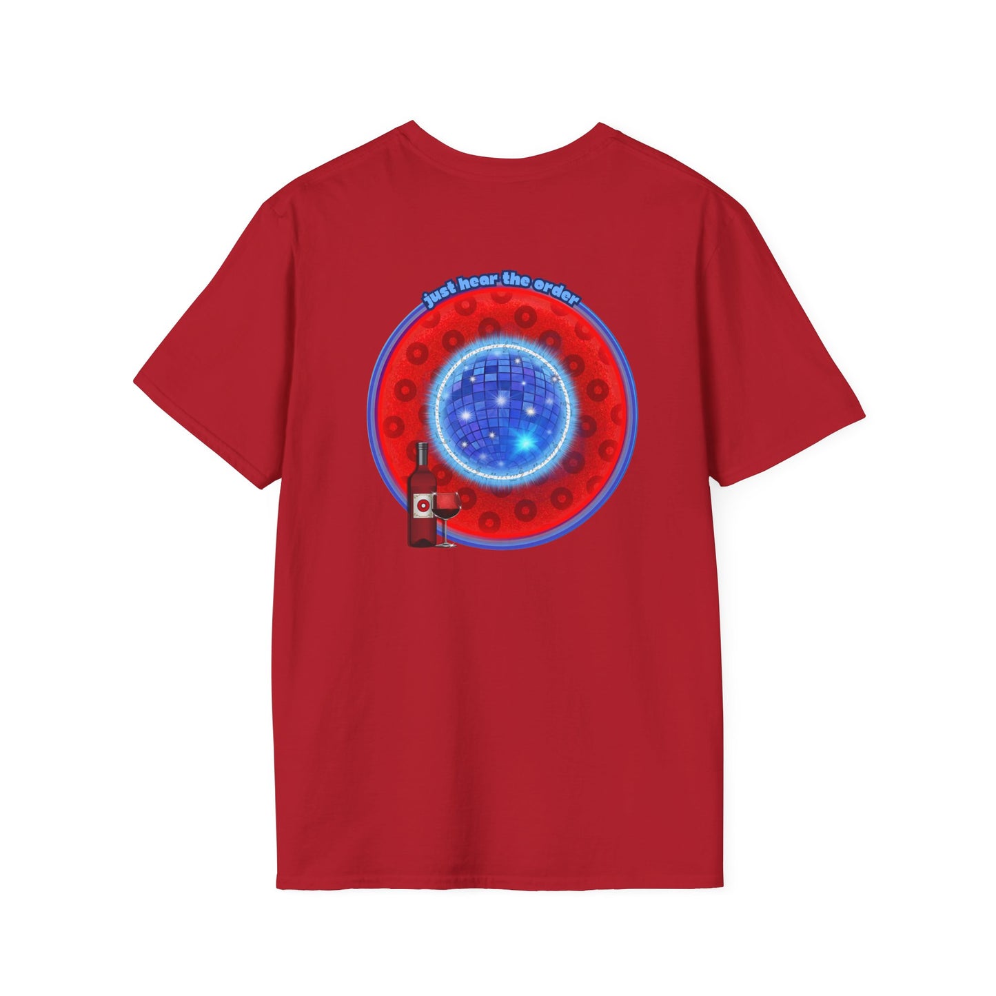 Classic Donut Tee - Unisex Soft-Style - "The Skipper's Donut" - red/blue paradoxical widemouthed donut