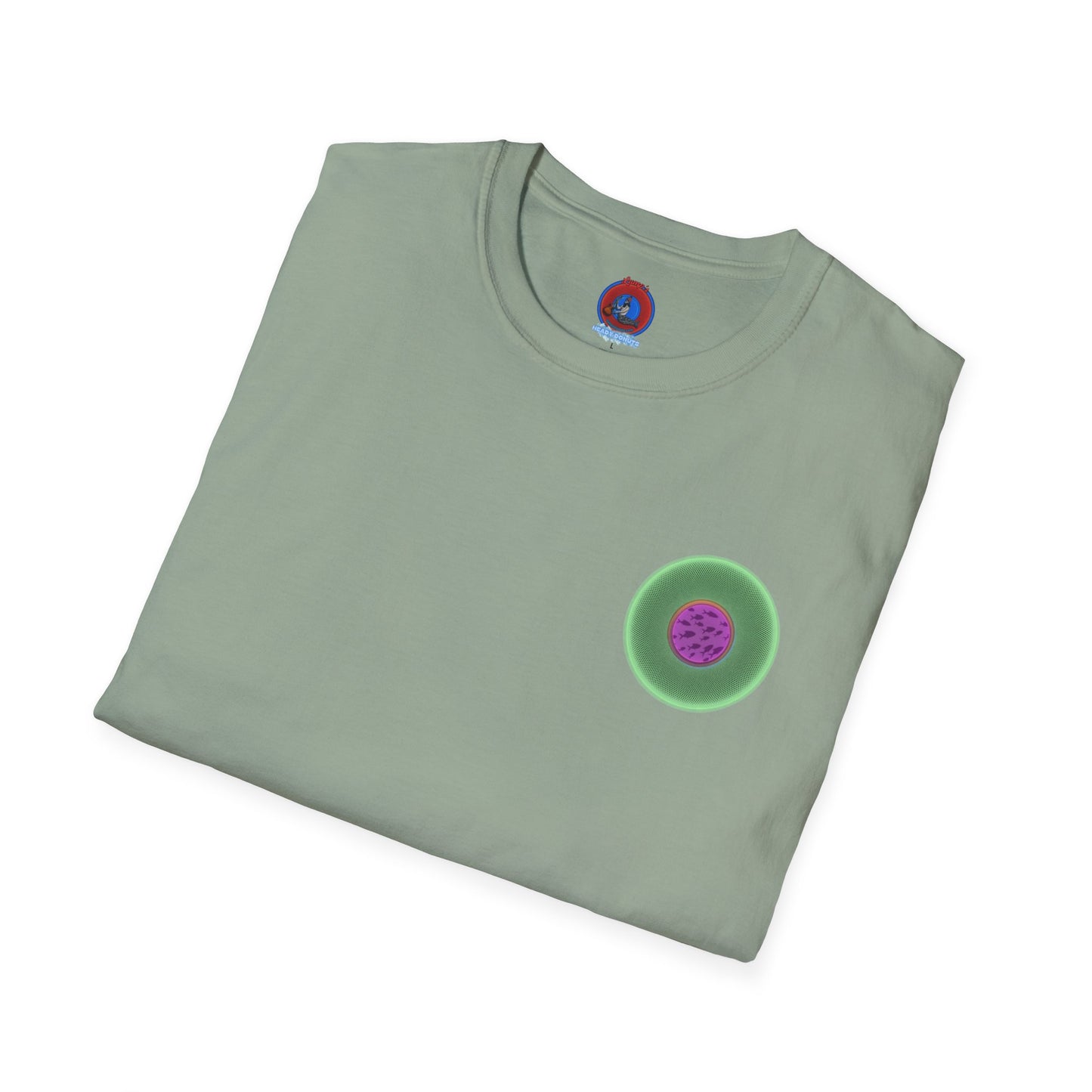 Classic Donut Tee - Unisex Soft-Style - "Swimming By" - variant 1 - series 1.0 - florescent green donut