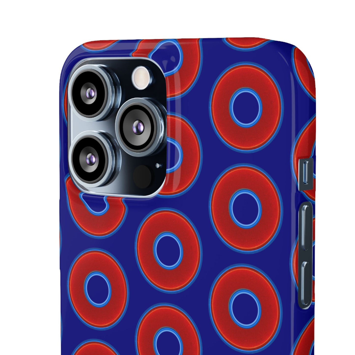 Lumpy Donut Snap Case - red vivid donut print w/vivid navy blue background