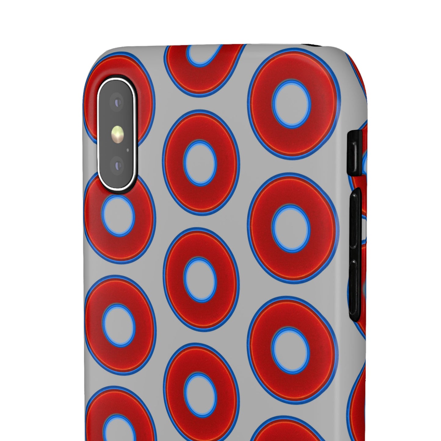 Lumpy Donut Snap Case - red vivid donut print w/light gray background