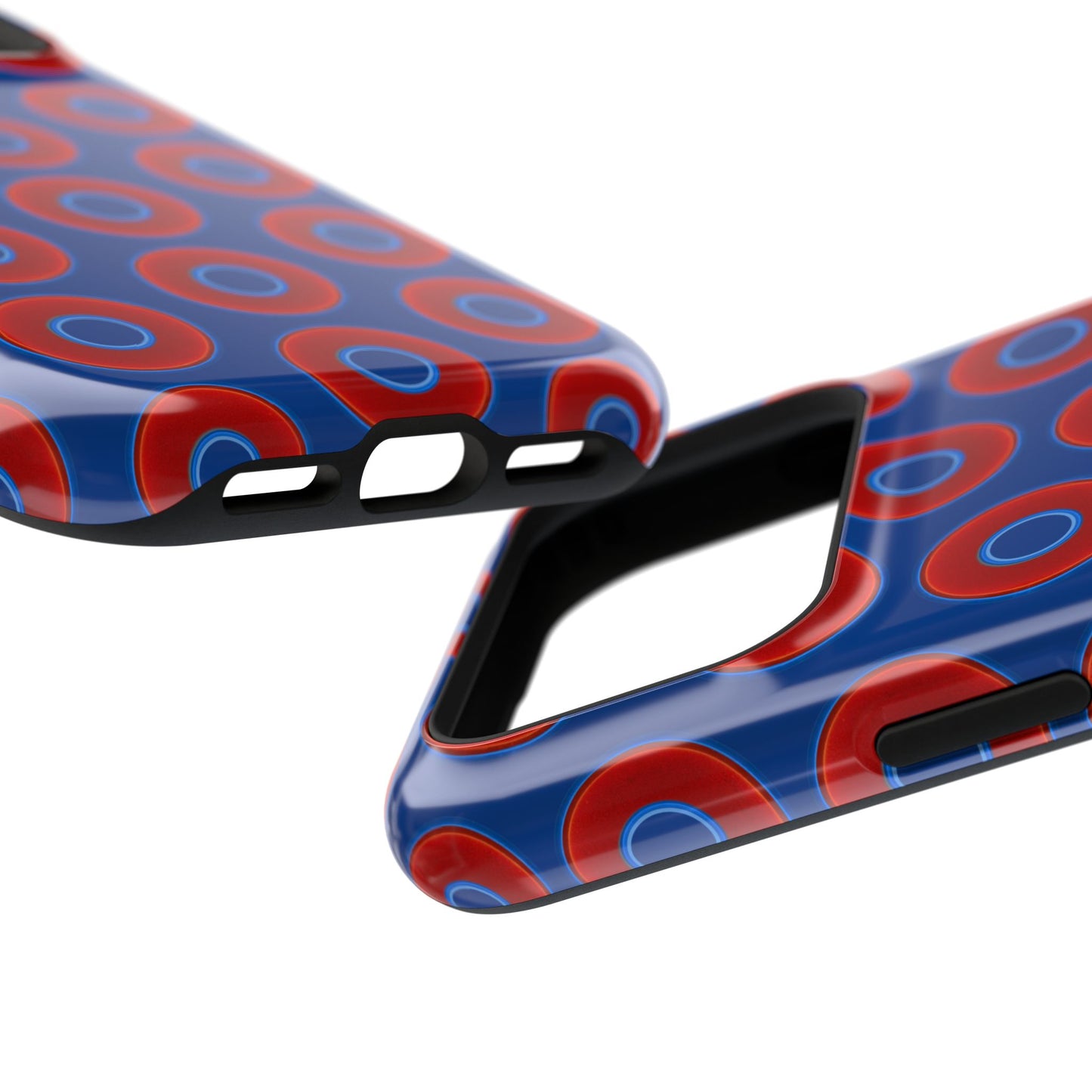 Impact-Resistant Lumpy Donut Case - red vivid donut print w/dark blue background