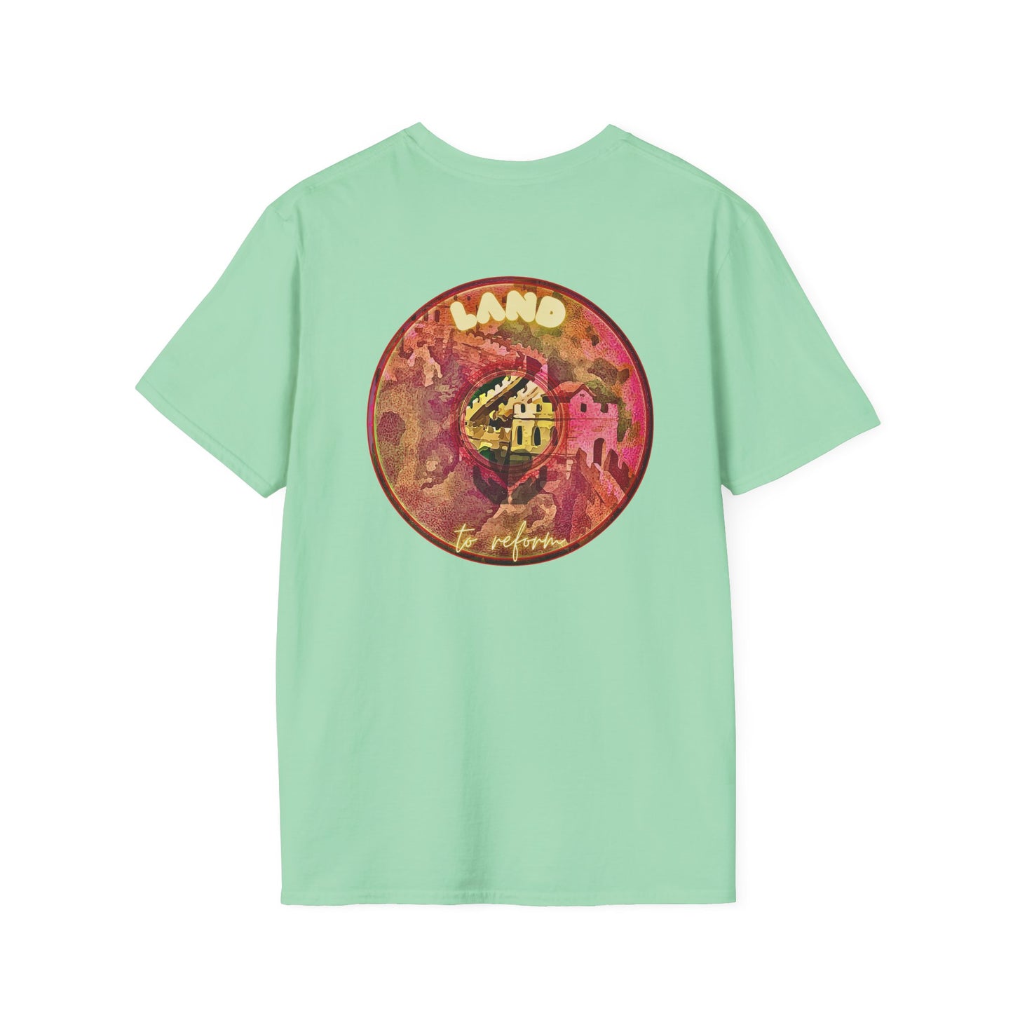 Classic Donut Tee - Unisex Soft-Style - "Donut made with Reforming Dough" - magenta/green donut