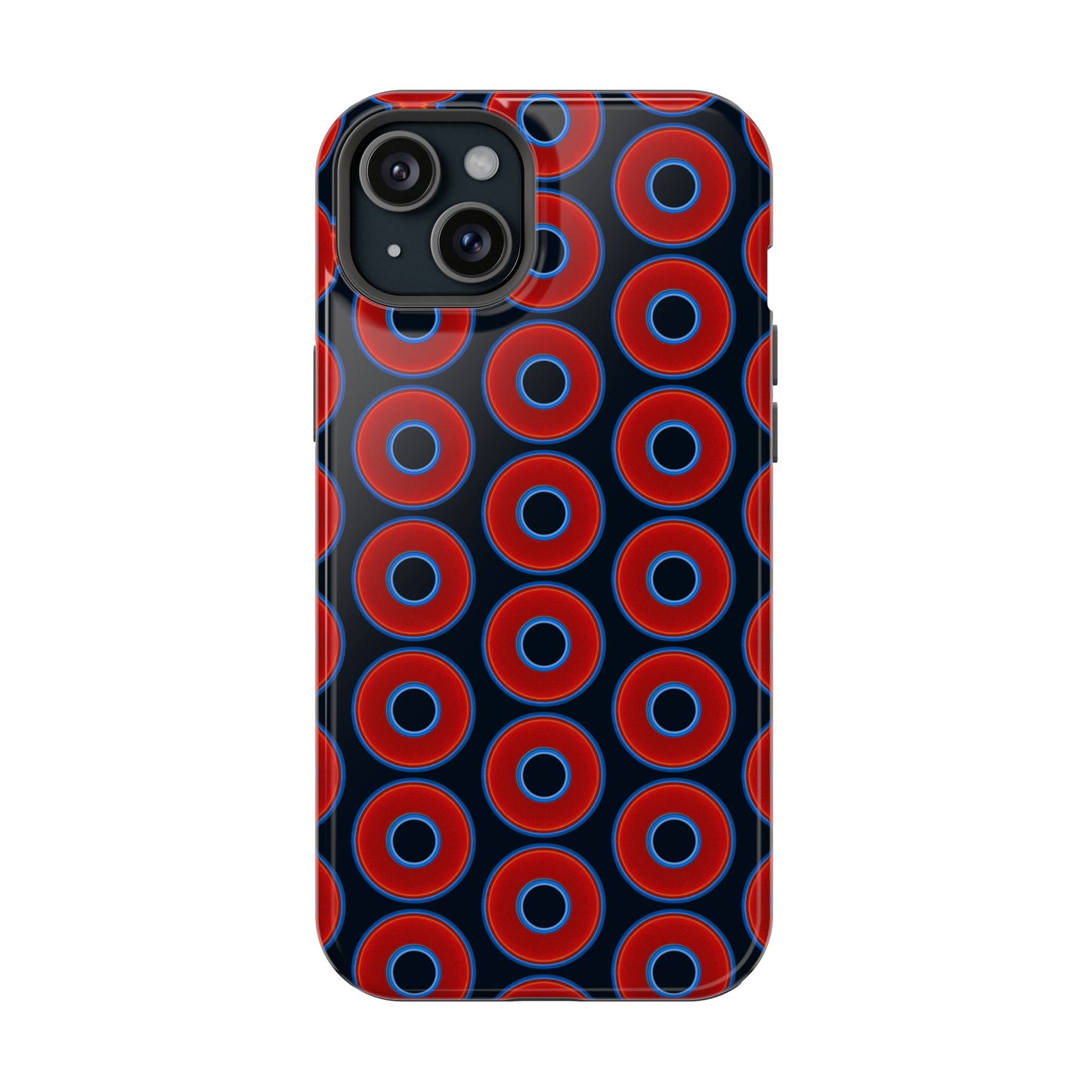 Magnetic Tough Donut Case - red vivid donut print w/blue charcoal background
