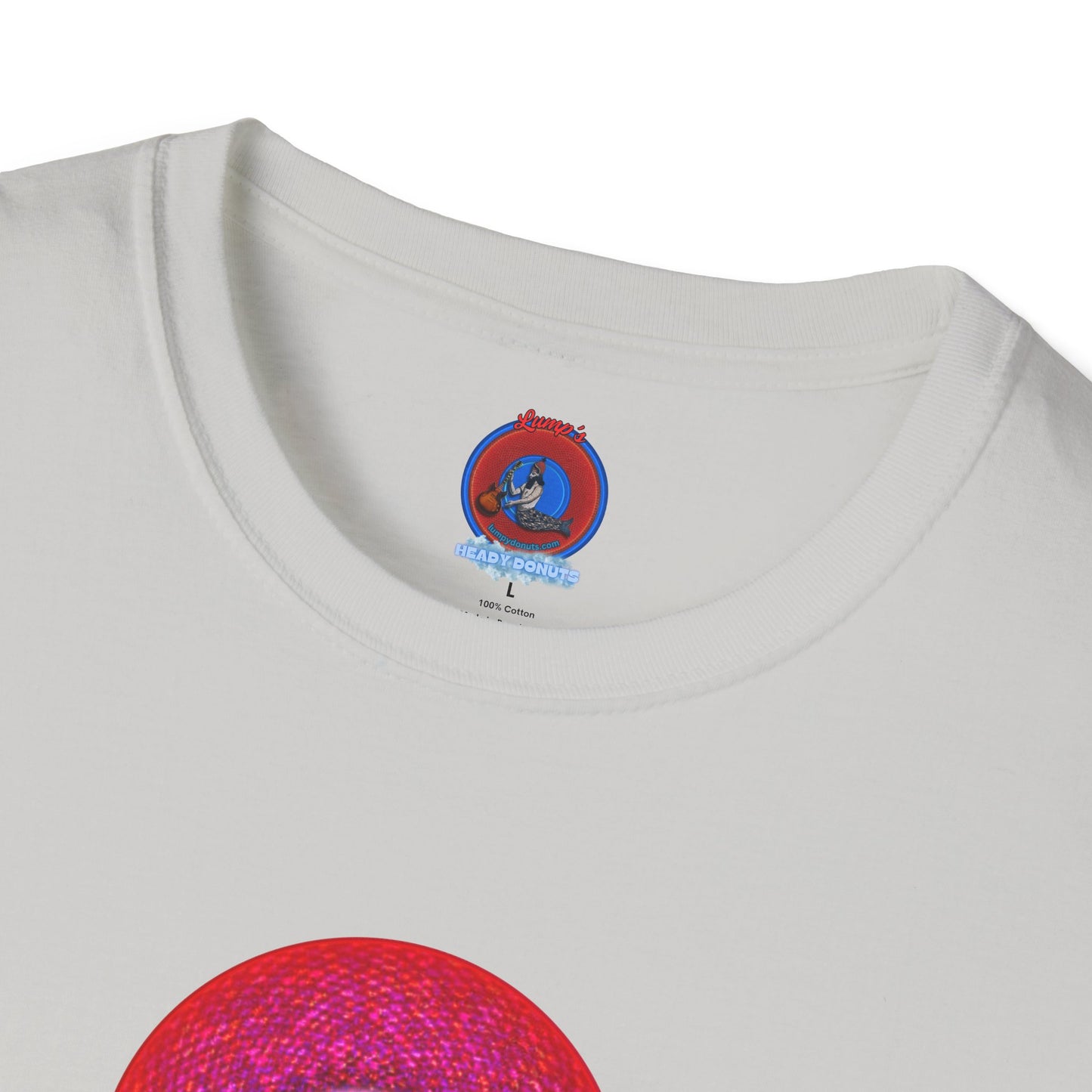 Classic Donut Tee - Unisex Soft-Style - "The Crystal Ballers Donut' - magenta pixilated donut