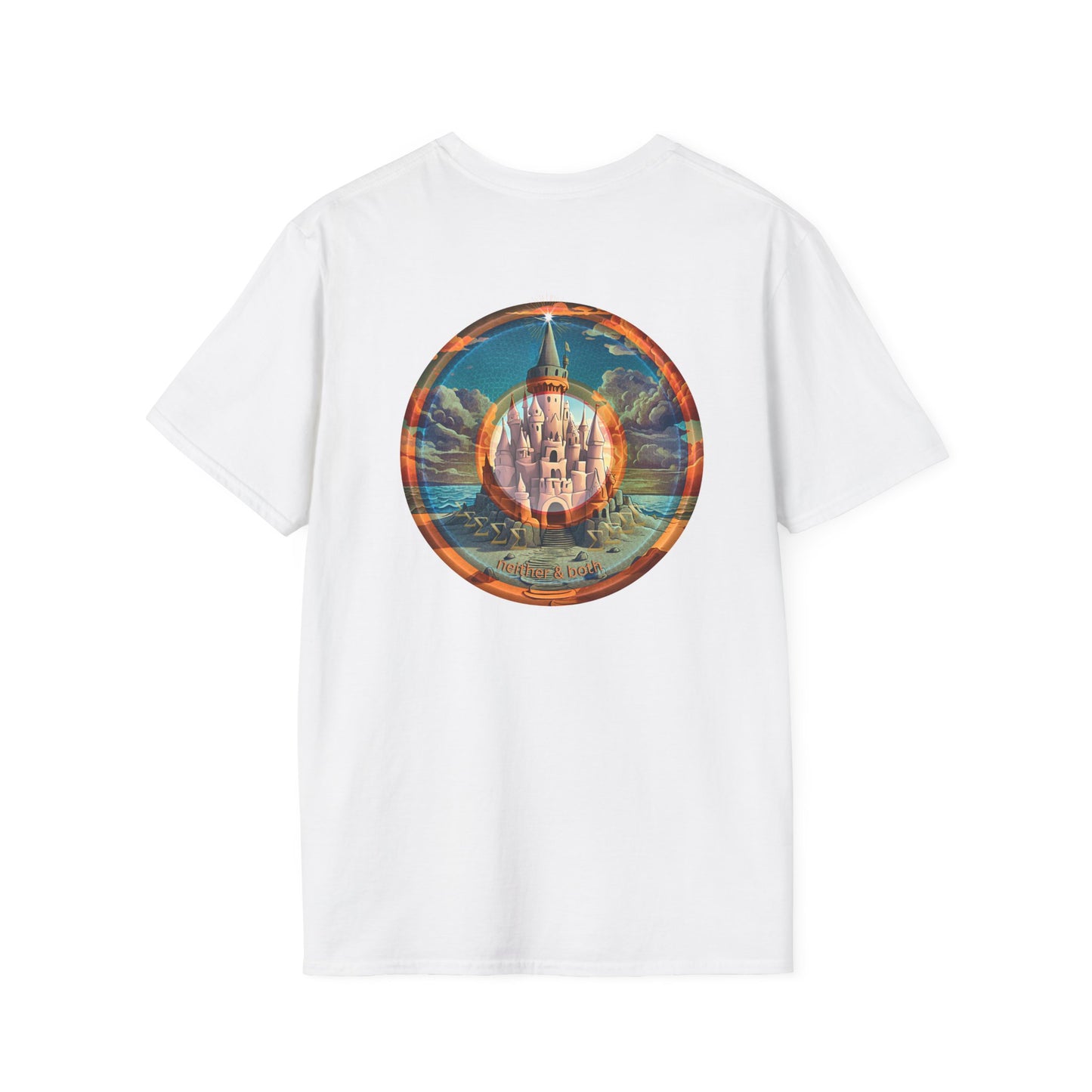 Classic Donut Tee - Unisex Soft-Style - "The Donut that Tides Never Reached" - series 1.0  - variant 2 - neither/both - blue/orange donut