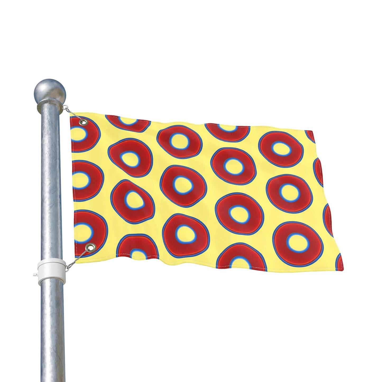 Lumpy Flagpole Sitters - Donut Flags [12" x 18"] - red vivid donut print w/yellow background