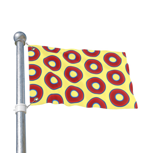 Lumpy Flagpole Sitters - Donut Flags [12" x 18"] - red vivid donut print w/yellow background