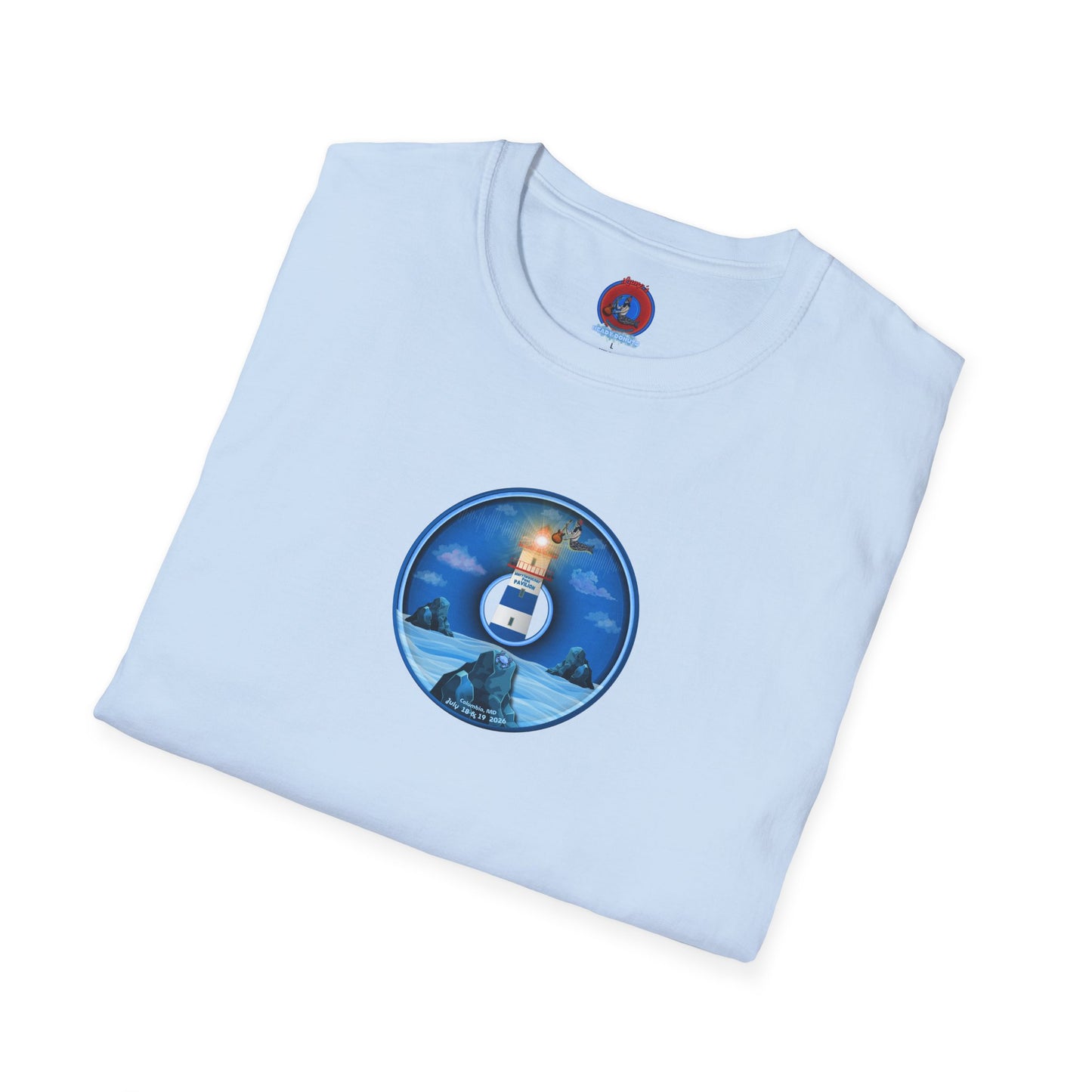 Classic Donut Tee - Unisex Soft-Style - "Merriweather Crab Pâté Feast Donuts" - surreal blue/blue cartoon donut