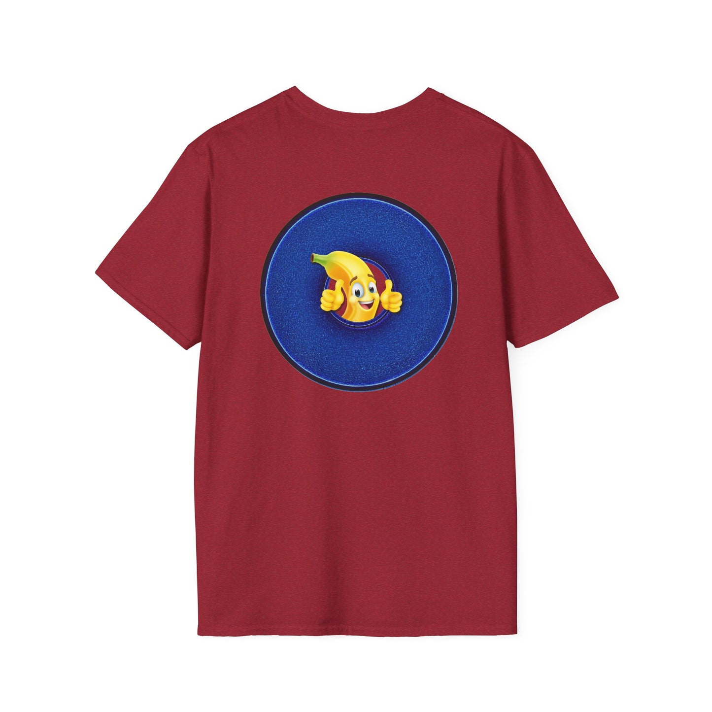 Classic Donut Tee - Unisex Soft-Style - "Dis' sheet, it's bananas!" - series 1.0 - variant 3 - plain red donut
