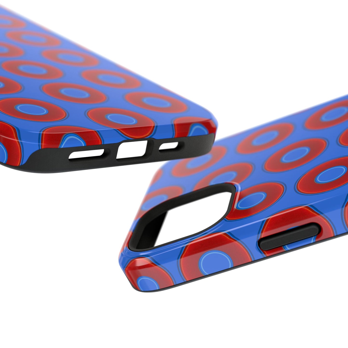 Impact-Resistant Lumpy Donut Case - red vivid donut print w/medium royal blue background