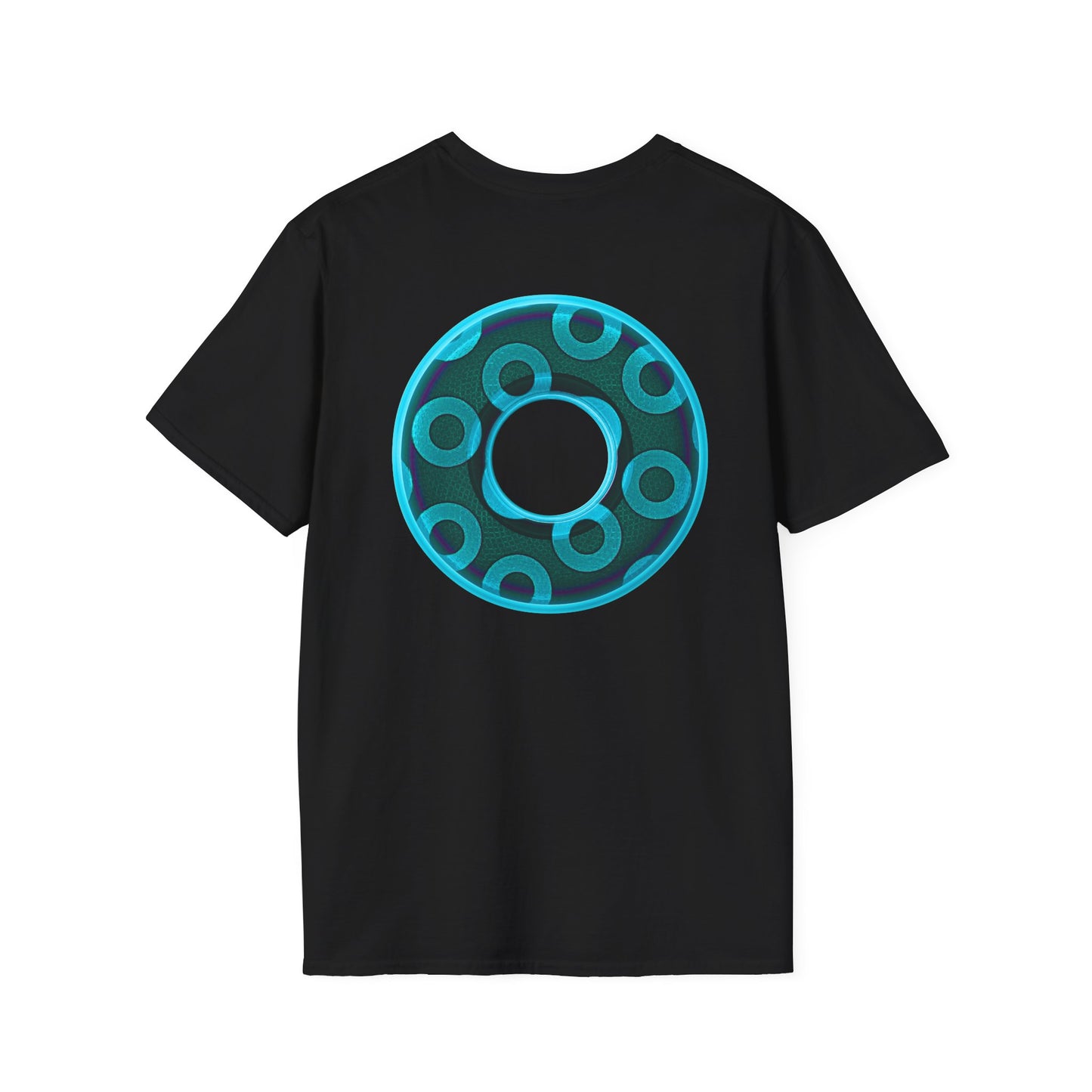 Plain Donuts/Unisex Soft-Style - "Plain Rustic Paradoxical Donuts" - light aquamarine/dark teal donuts