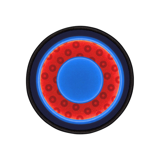 Iron-On Donut Patch - "Plain Paradoxical Wide Mouth Donut Patch" - paradoxical red/blue donut - variant 3