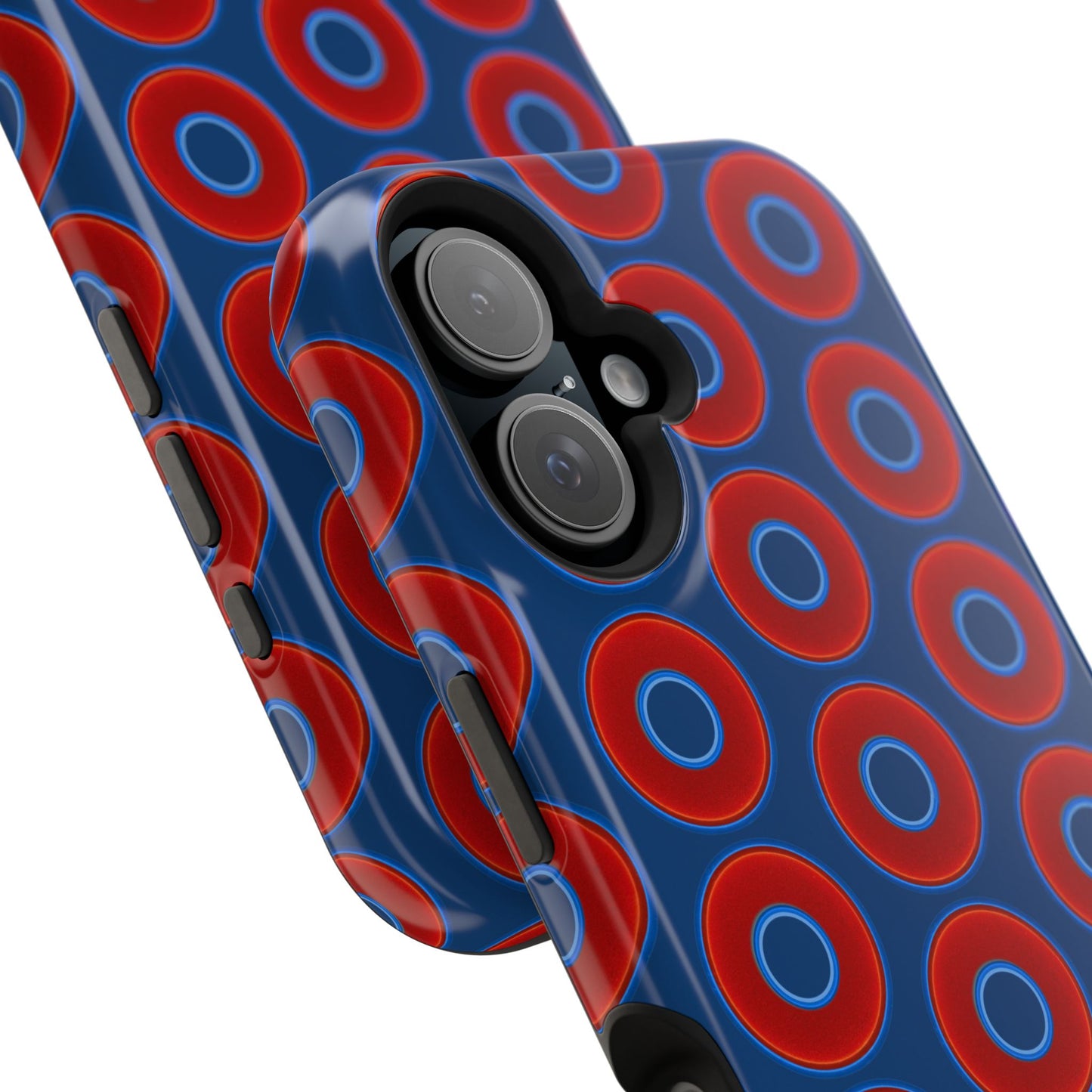 Magnetic Tough Donut Case - red vivid donut print w/Atlantic navy blue background