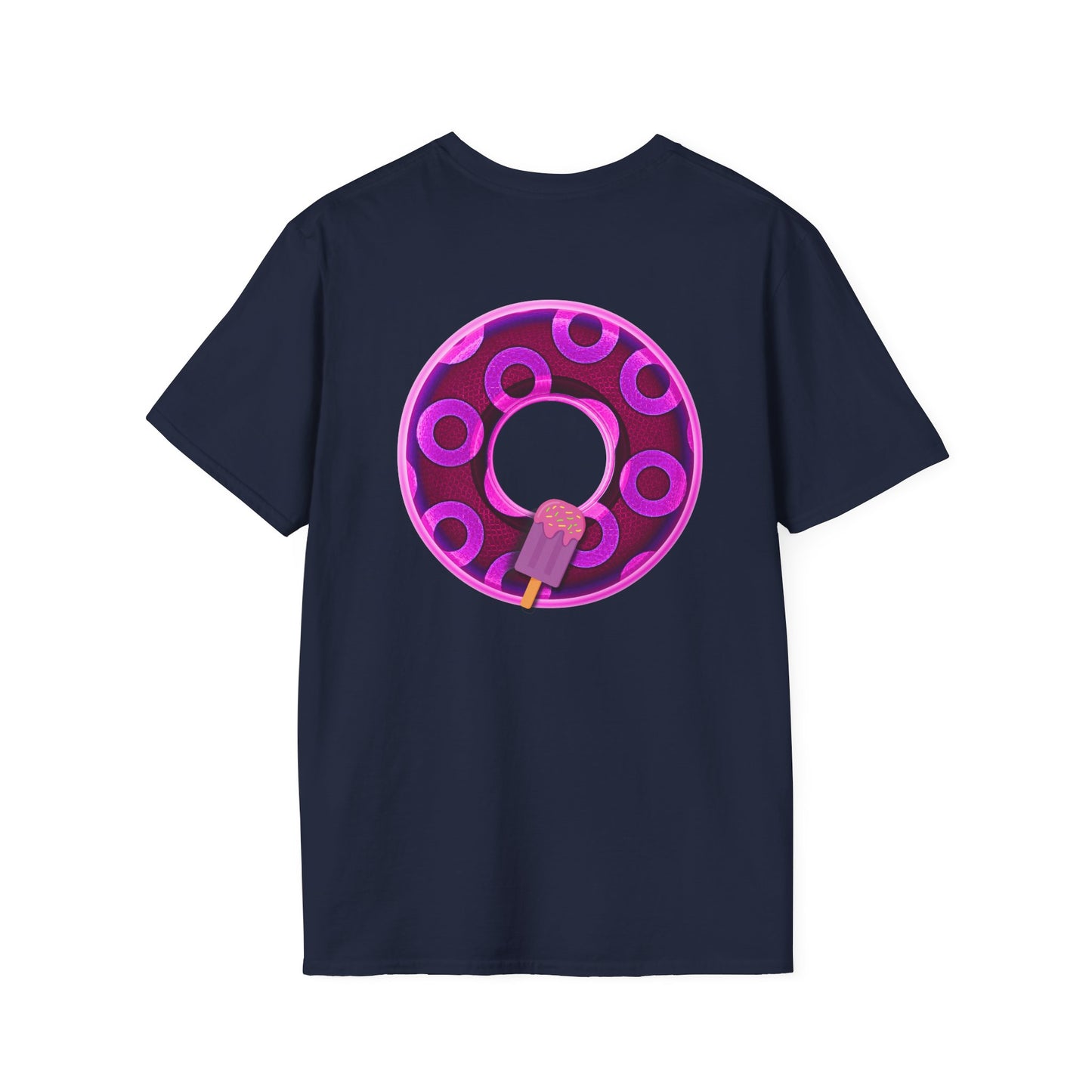 Classic Donut Tee - Unisex Soft-Style - "It's Ice Cream Popsicles - YEMSG Donut" - purple/magenta paradox donut - variant 1