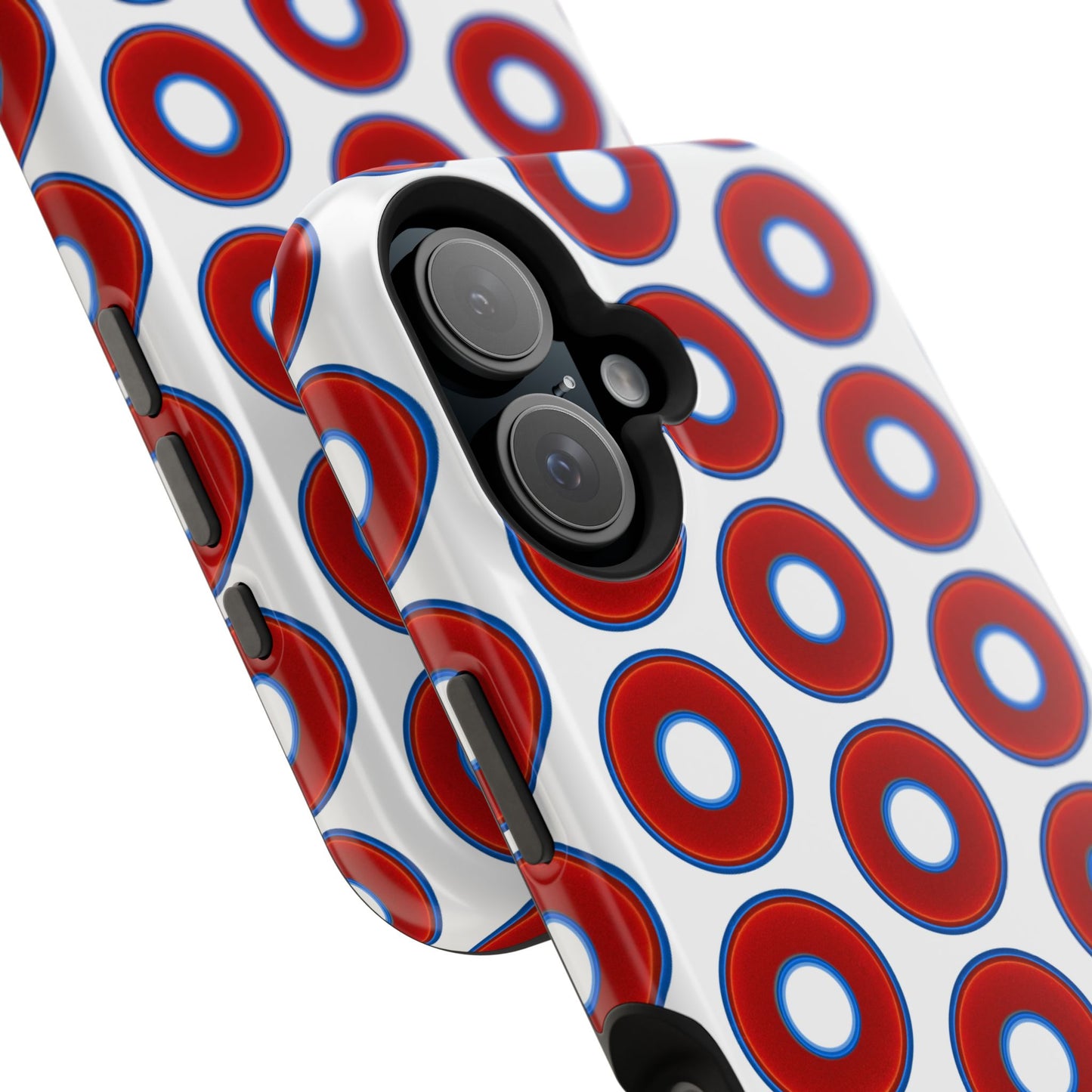 Impact-Resistant Lumpy Donut Case - red vivid donut print w/white background