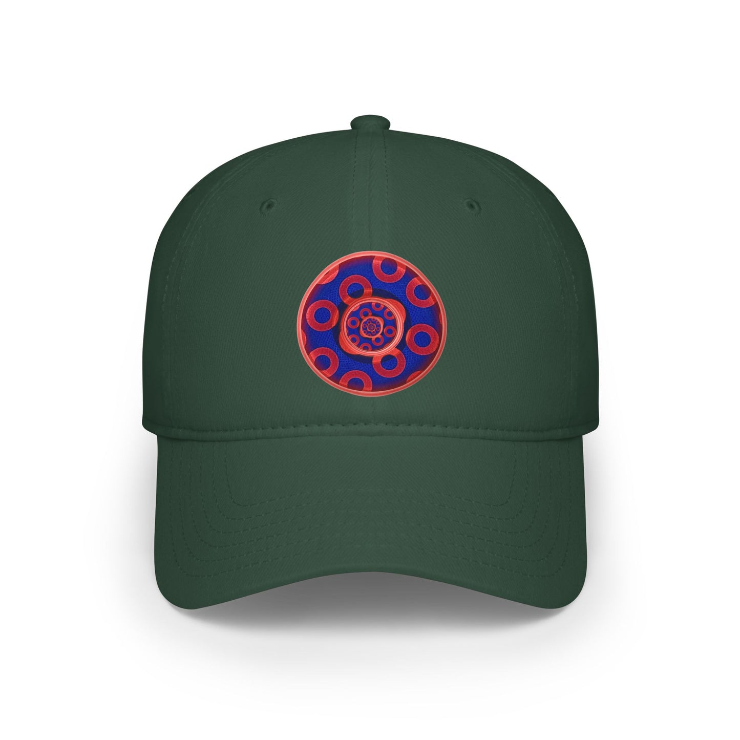 Lumpy Donut Baseball Cap - "Paradoxical Weathered Donut" - variant 2 - red/blue donuts donut w/