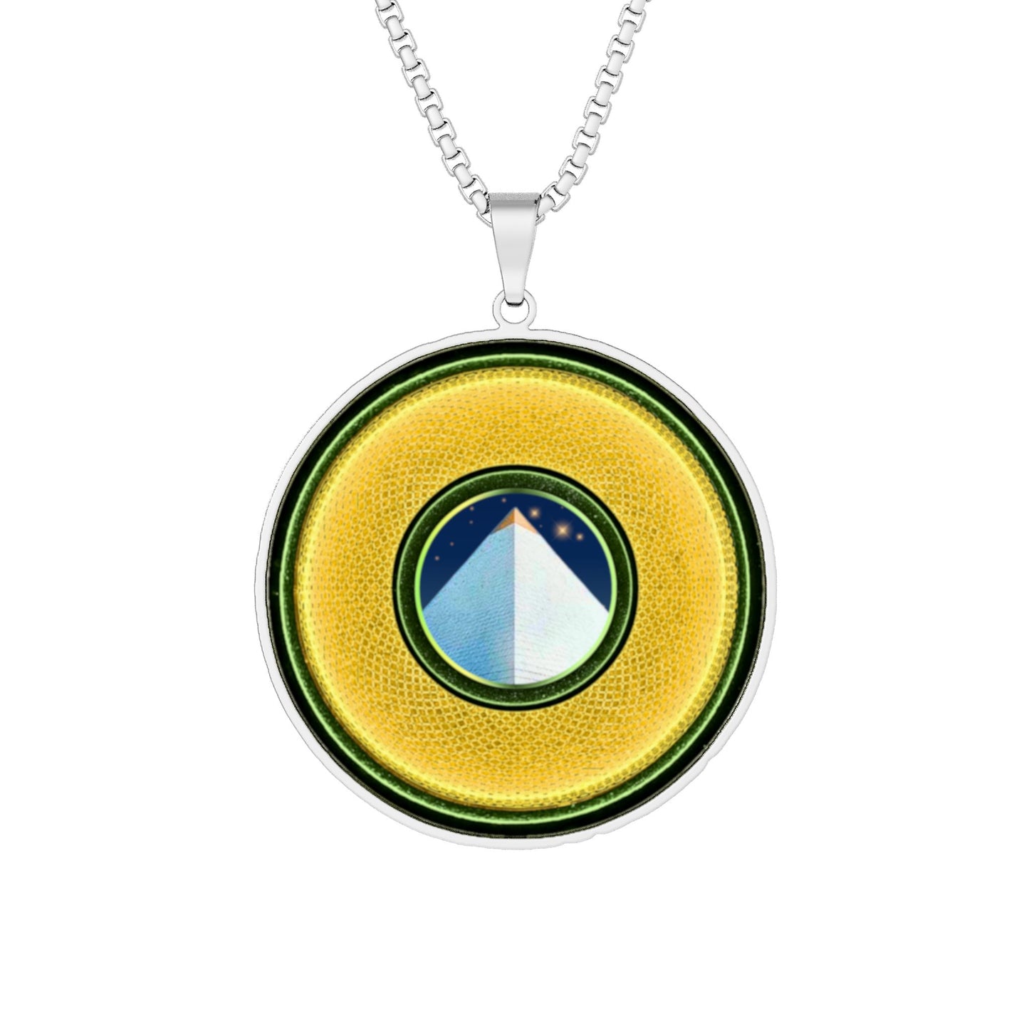 Lump's Heady Donut Necklace - 1" x 1" Stainless Steel Pendant - "Limestone Donuts so Large Pendant" - rustic golden donut - variant 7