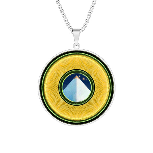 Lump's Heady Donut Necklace - 1" x 1" Stainless Steel Pendant - "Limestone Donuts so Large Pendant" - rustic golden donut - variant 7