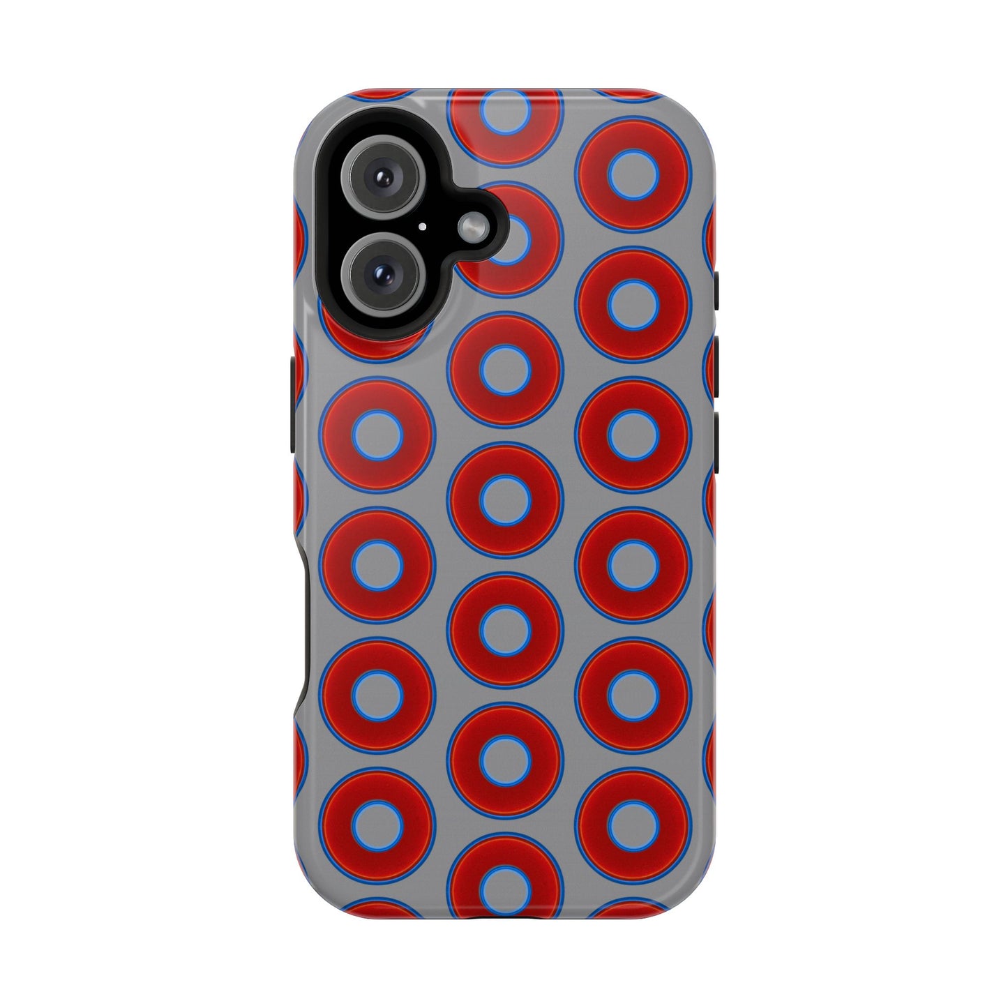 Impact-Resistant Lumpy Donut Case - red vivid donut print w/gray background