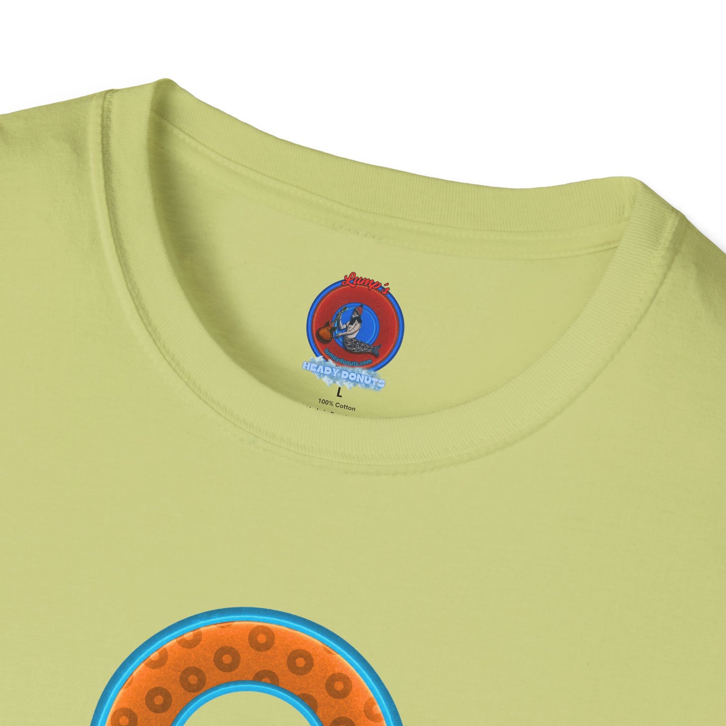 Plain Donuts/Unisex Soft-Style - "Plain Wide Mouthed Paradoxical Donuts" - orange/aquamarine blue donuts