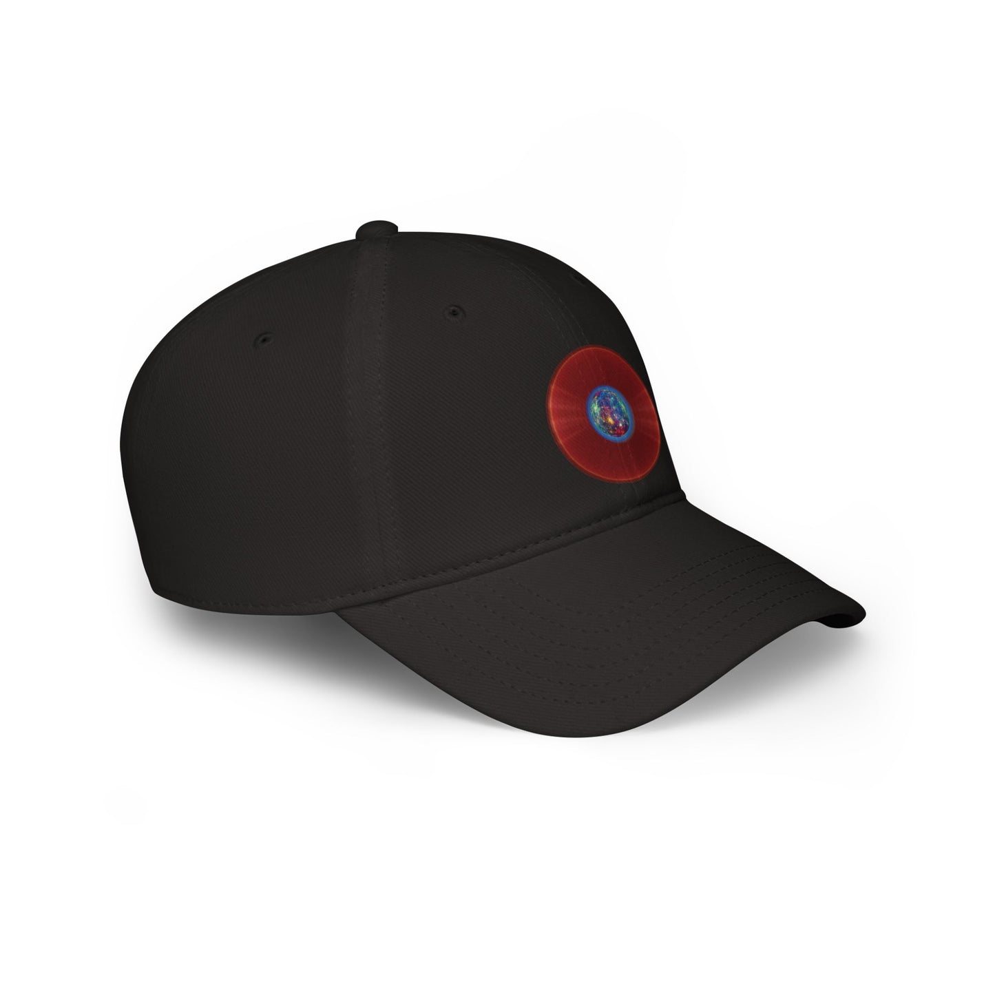 Lumpy Donut Baseball Cap - "Donut of the Gods" - variant 1 - vivid red record donut w/