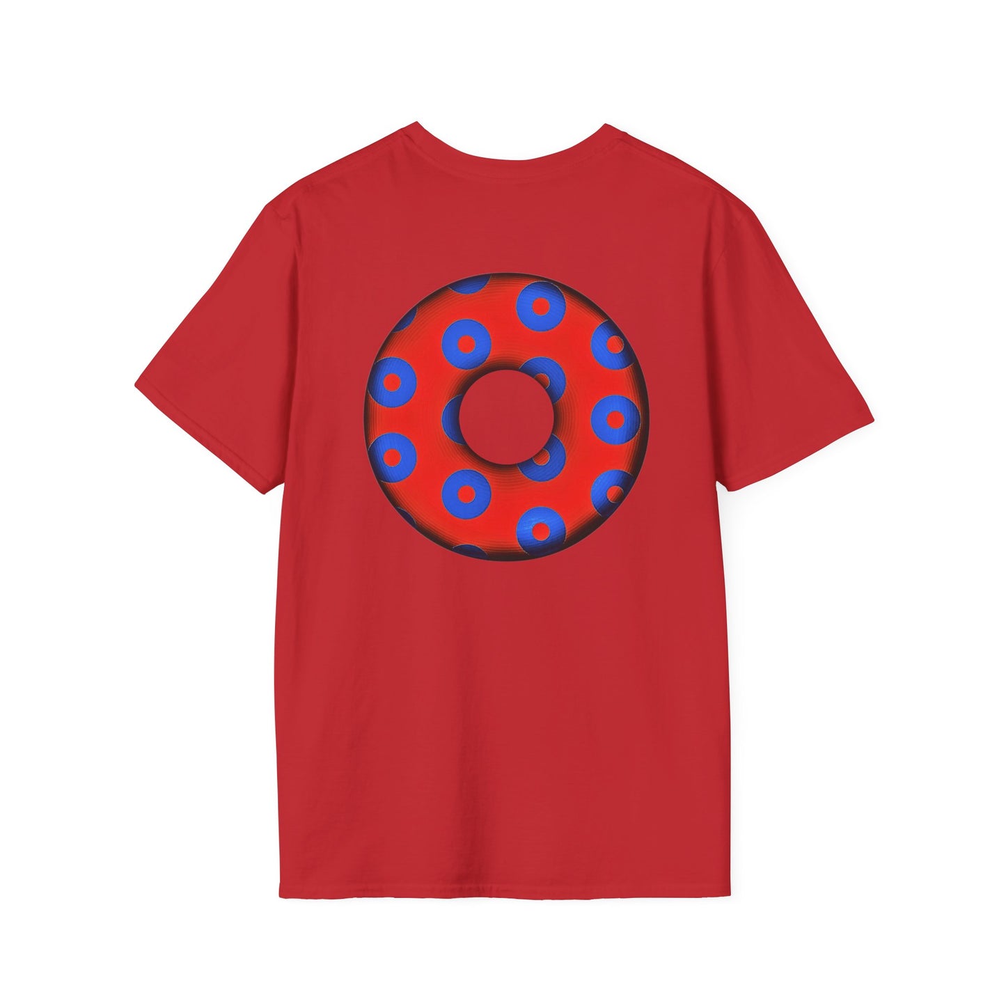 Plain Donuts/Unisex Soft-Style - "Plain Blimpy Paradoxical Donuts" - red/blue donuts