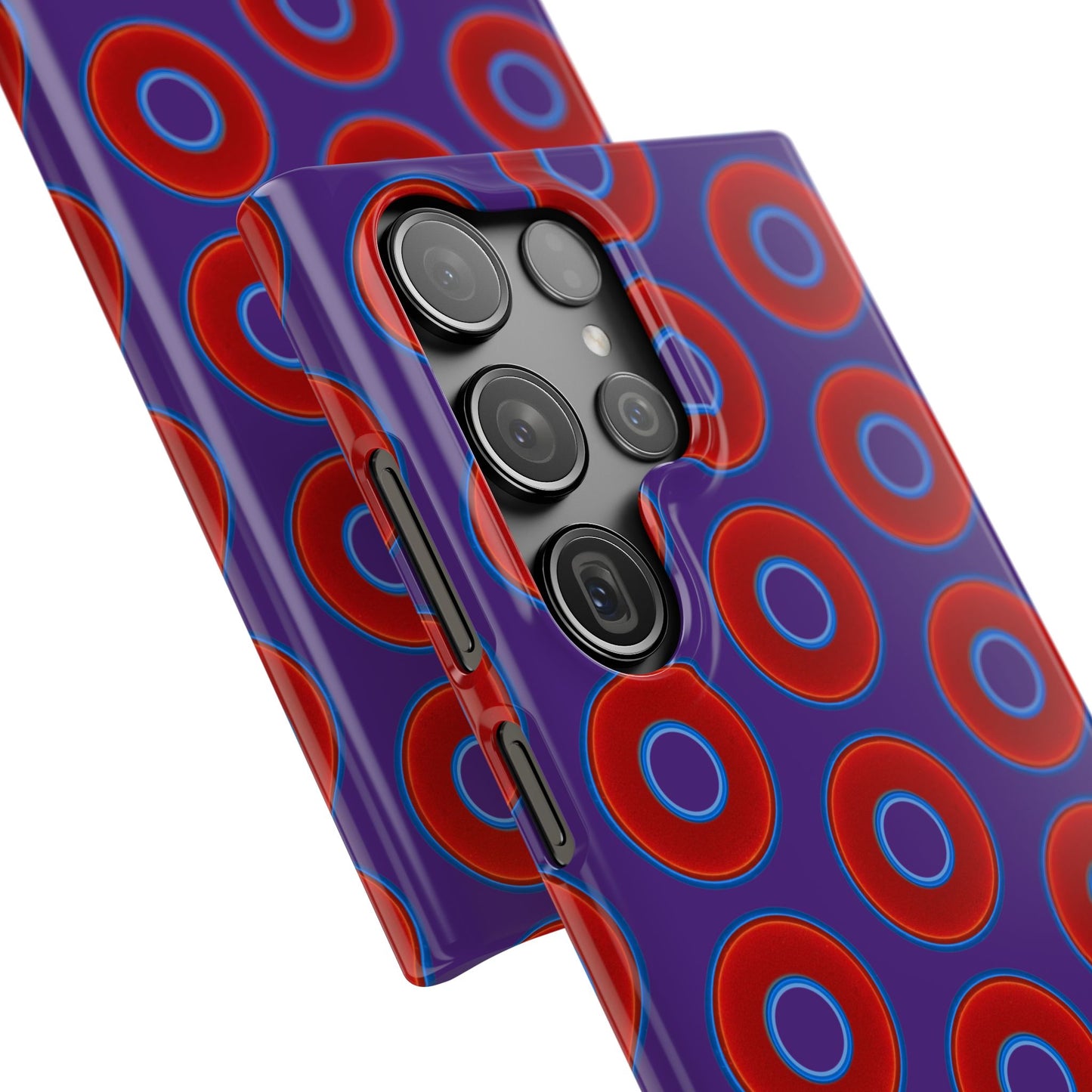 Lumpy Donut Snap Case - red vivid donut print w/dark purple background