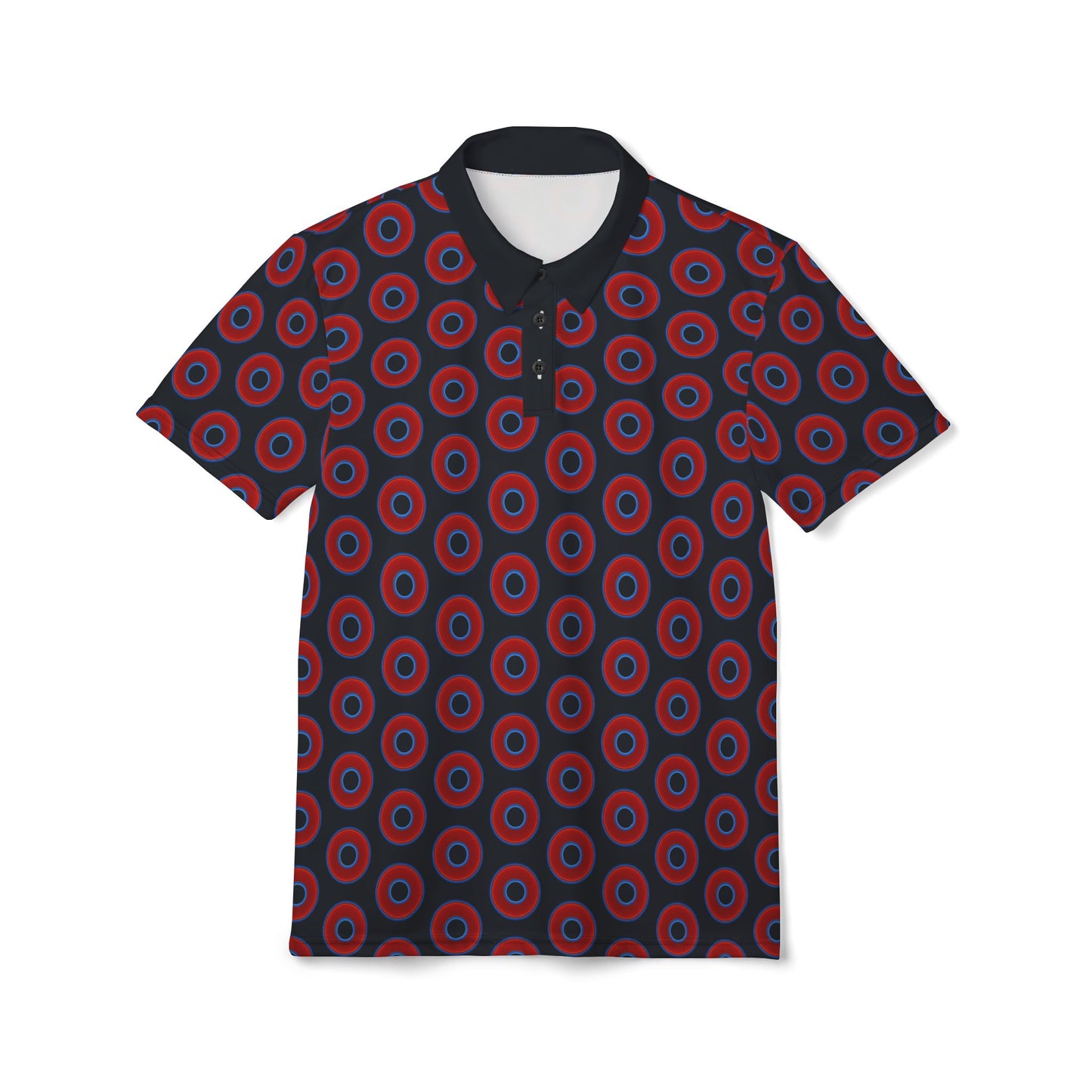 AOP Donut Polo - vivid donut print w/blue charcoal background [unisex]