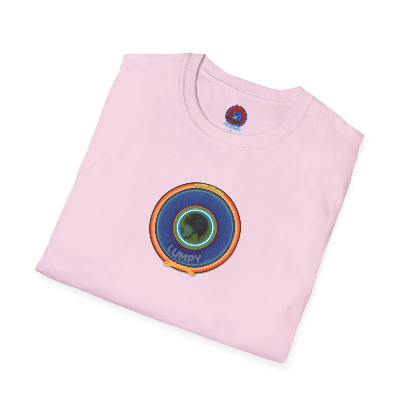 Classic Donut Tee - Unisex Soft-Style - "Lumpy Collective Donut" - blue/orange lumpy donut - variant 4