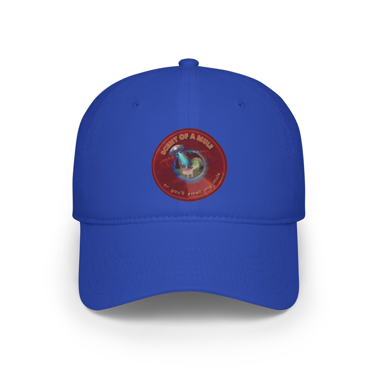 Lumpy Donut Baseball Cap - "Donut Caps? In Tomahawk County?" - variant 4 - vivid red donut w/