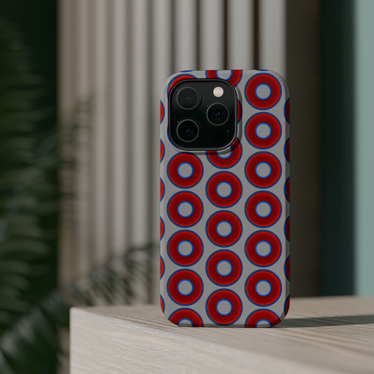 Magnetic Tough Donut Case - red vivid donut print w/light gray background
