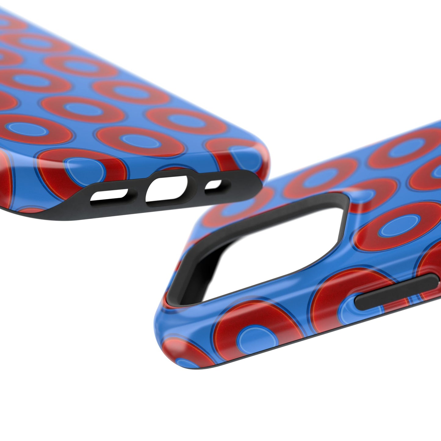 Magnetic Tough Donut Case - red vivid donut print w/light royal blue background