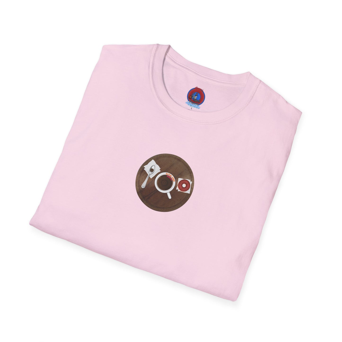 Coffee Traders Tee - Unisex Soft-Style - "Columbia House CDs " - paradoxical donut - variant 1 - coffee front/logo back