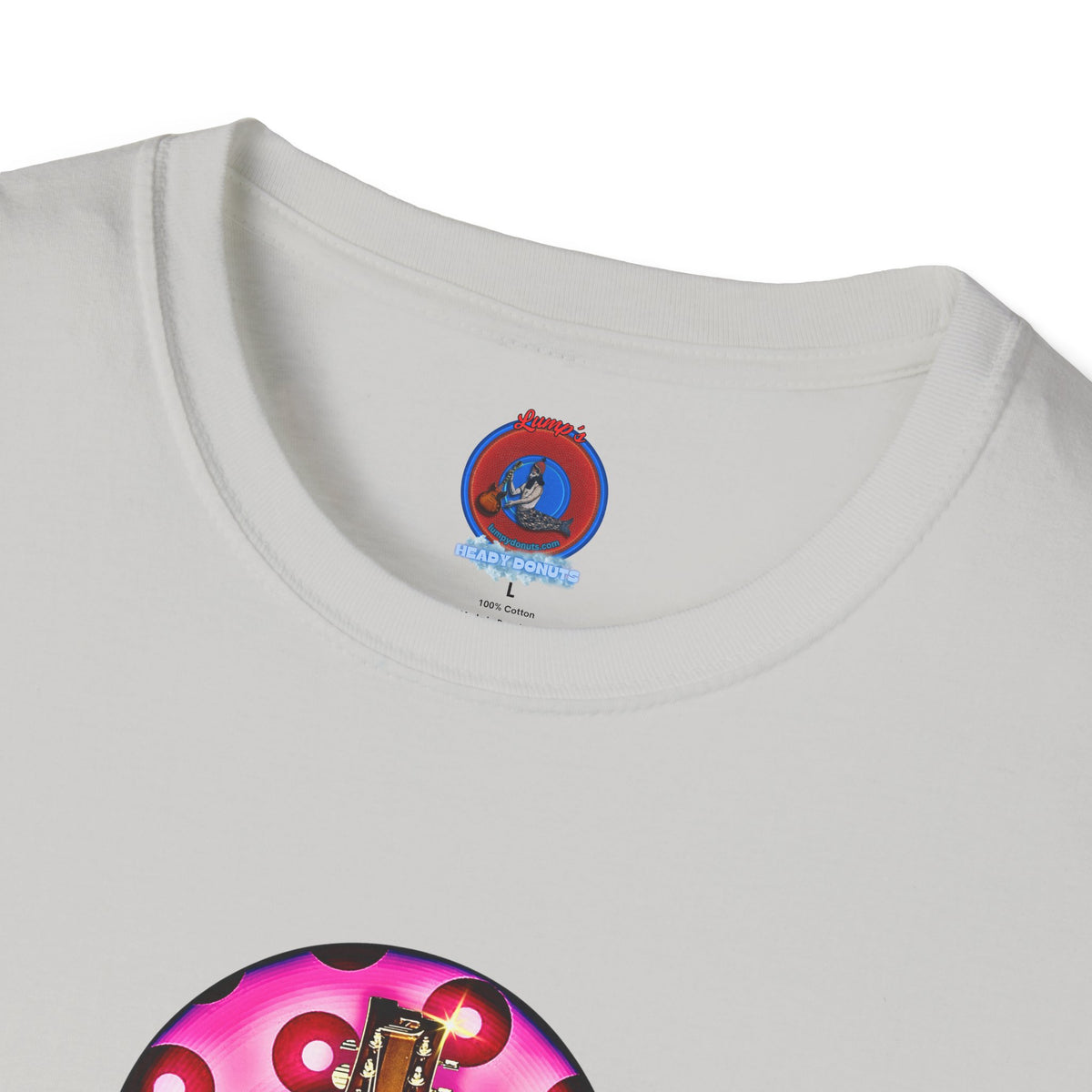Classic Donut Tee - Unisex Soft-Style - "Would You Be My Donut?" - paradoxical bubblegum pink/red donut - variant 2