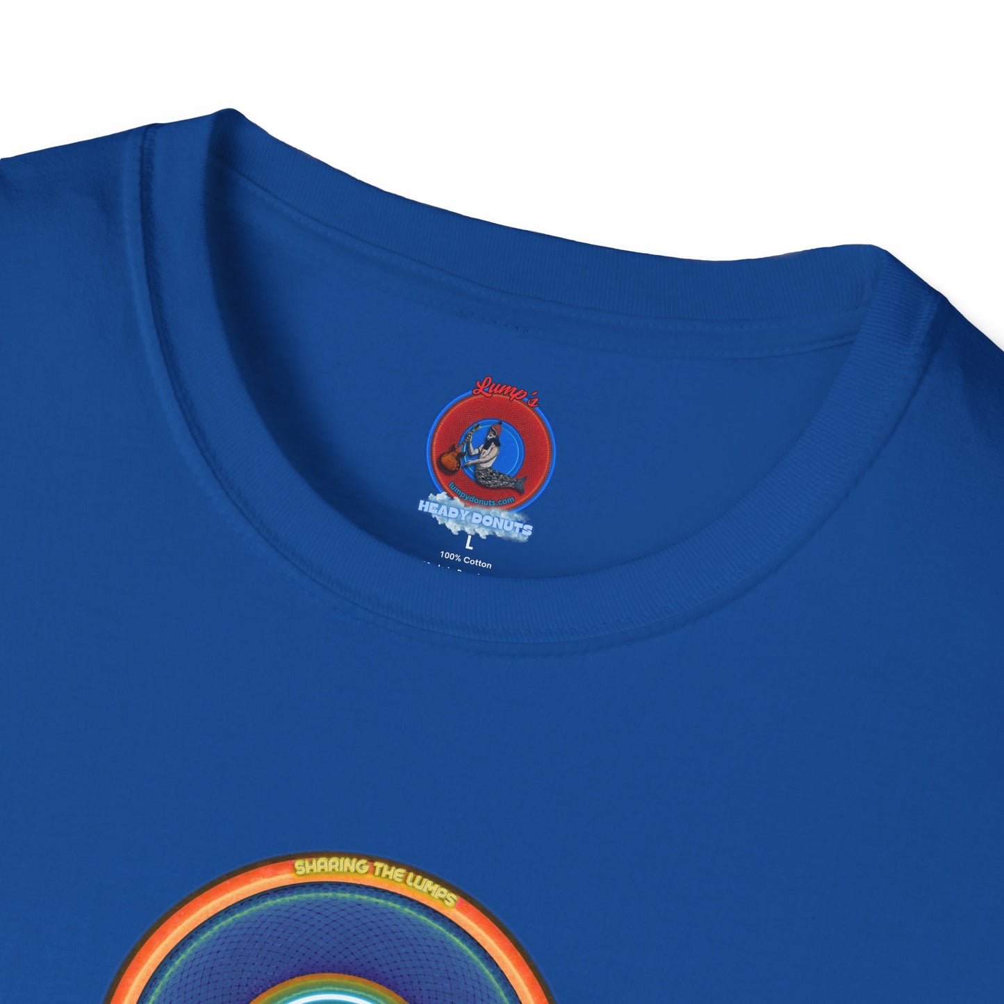 Classic Donut Tee - Unisex Soft-Style - "Lumpy Collective Donut" - blue/orange lumpy donut - variant 4