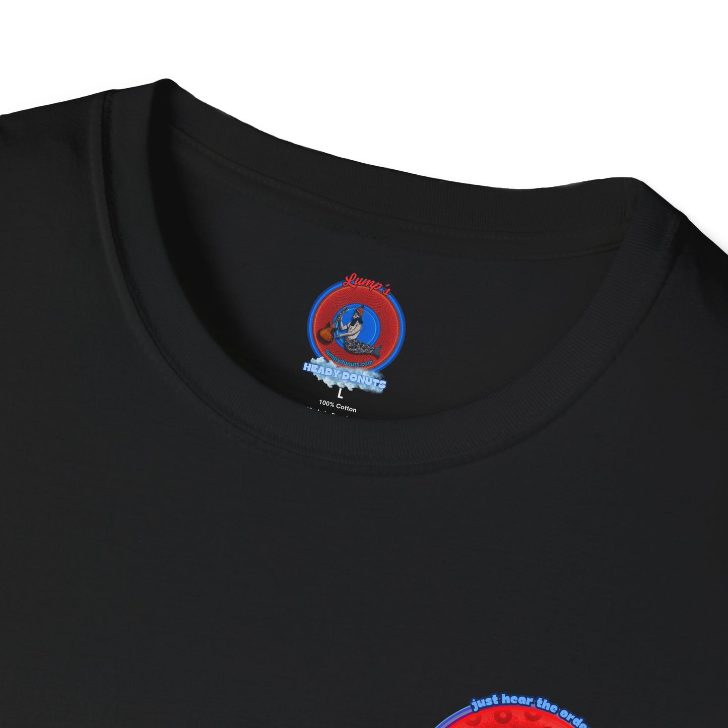 Classic Donut Tee - Unisex Soft-Style - "The Skipper's Donut" - red/blue paradoxical widemouthed donut