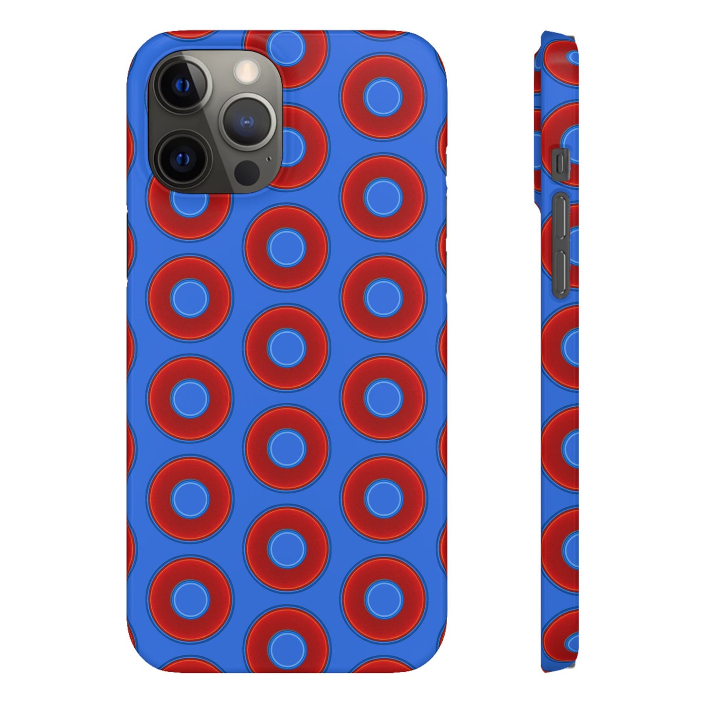 Lumpy Donut Snap Case - red vivid donut print w/medium royal blue background